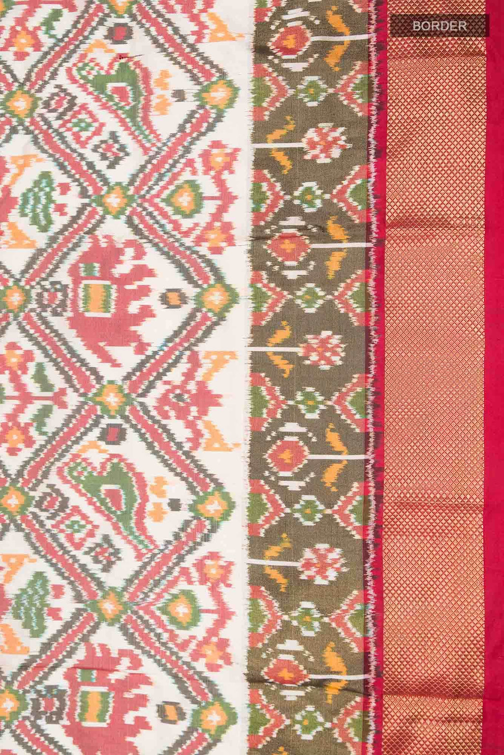 Cream Pochampally Silk Saree
