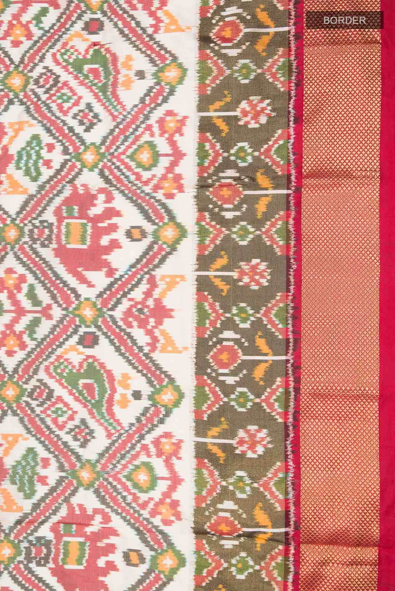 Cream Pochampally Silk Saree