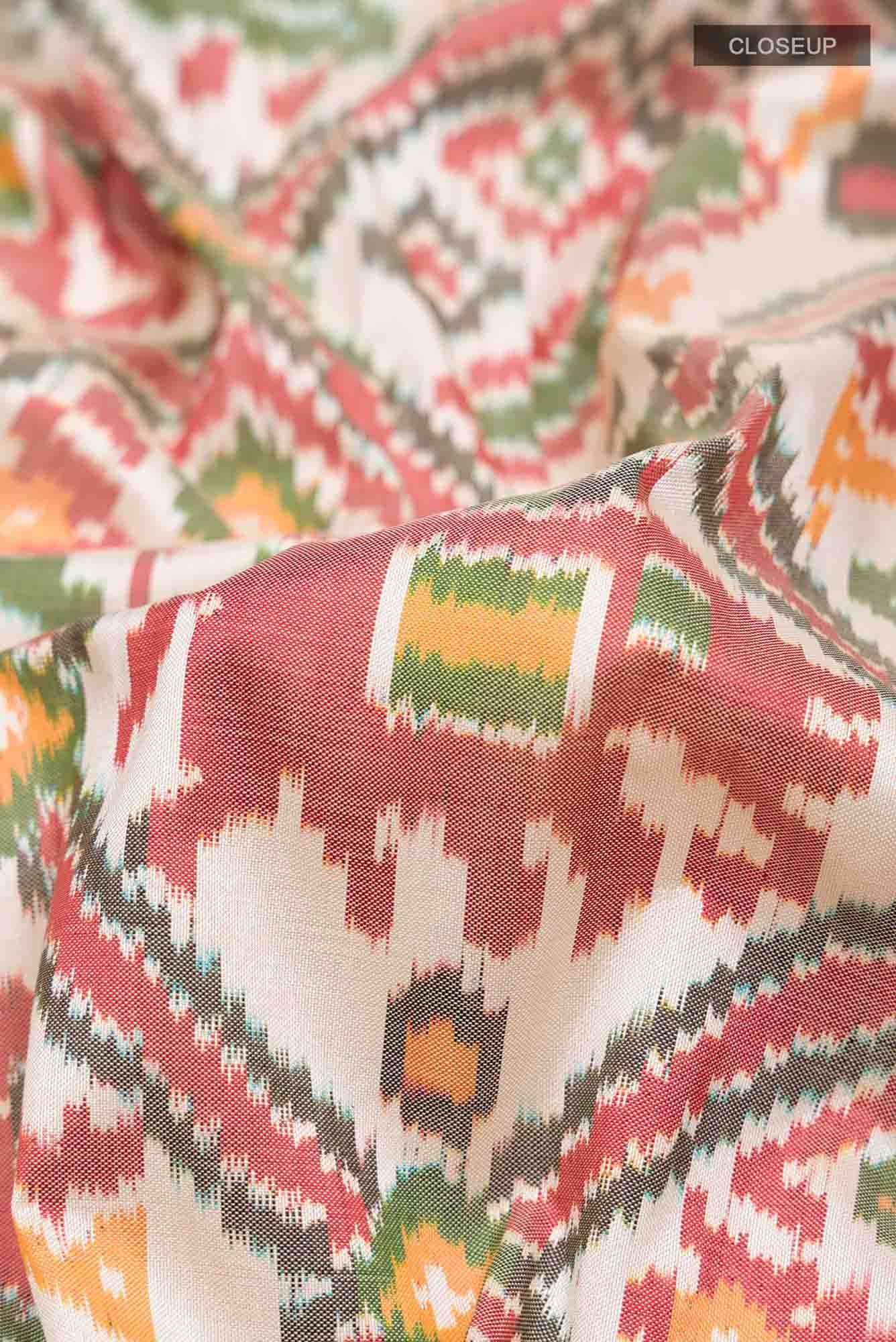 Cream Pochampally Silk Saree