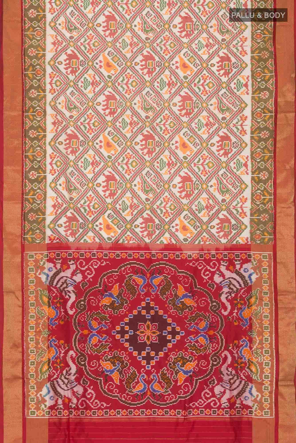 Cream Pochampally Silk Saree