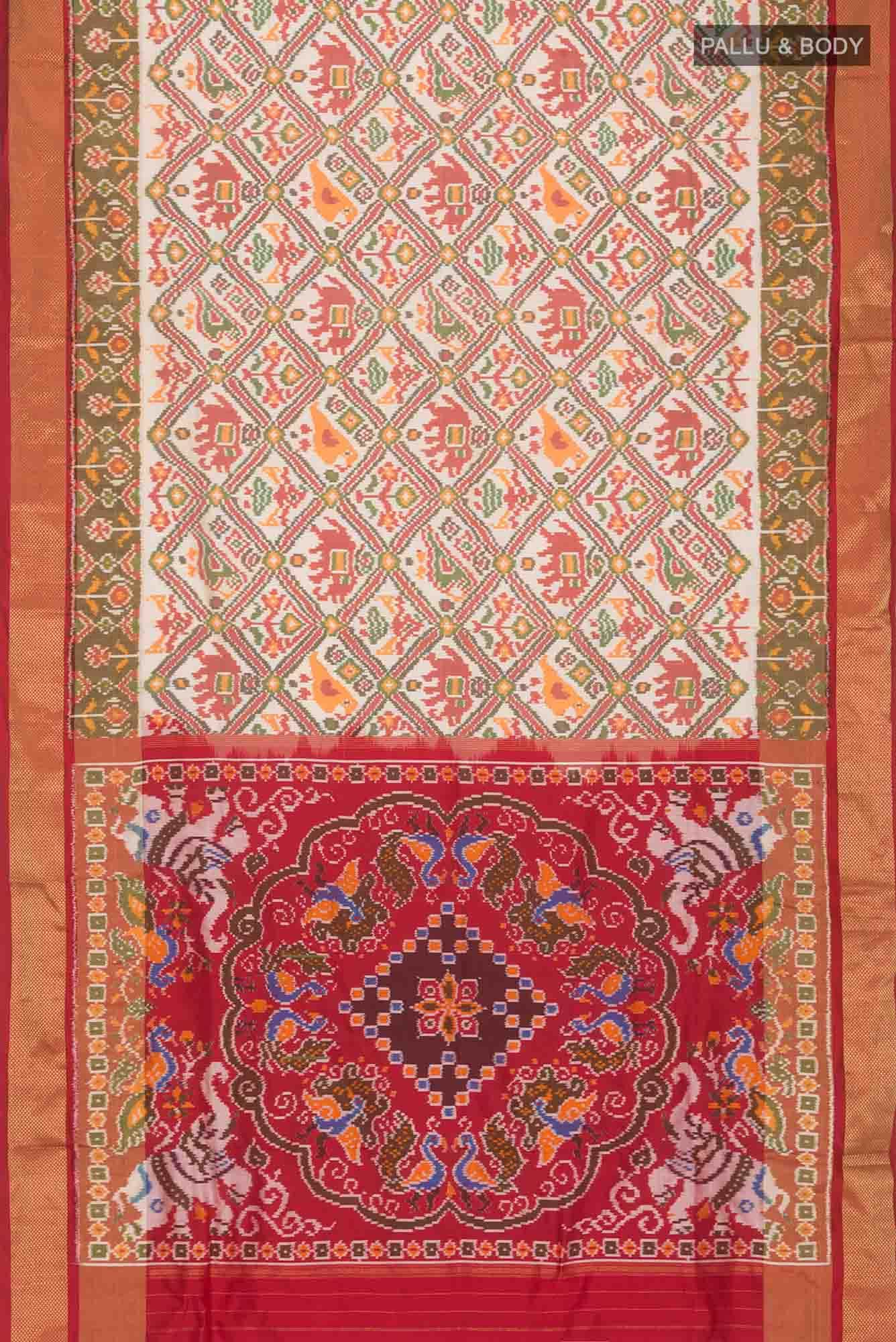 Cream Pochampally Silk Saree