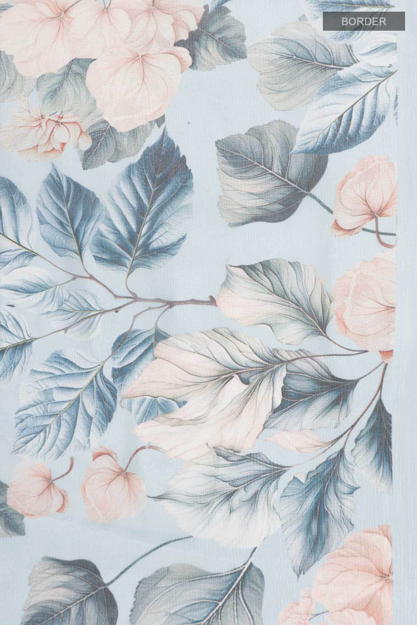 Blue Mysore Chiffon Saree