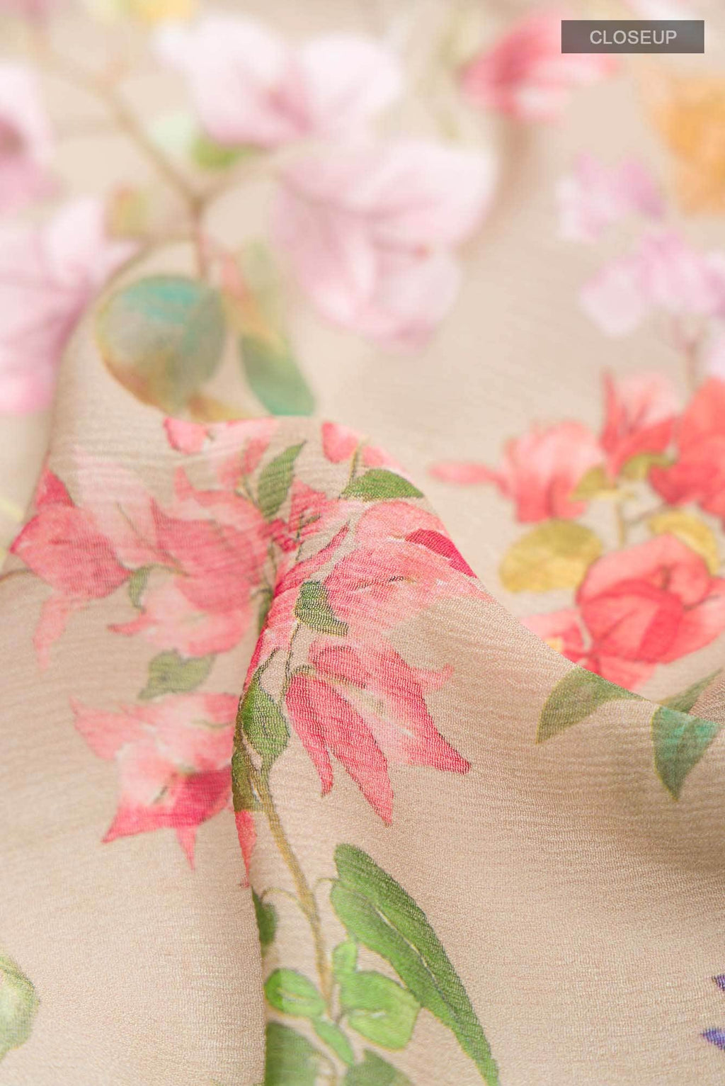 Beige Mysore Chiffon Saree