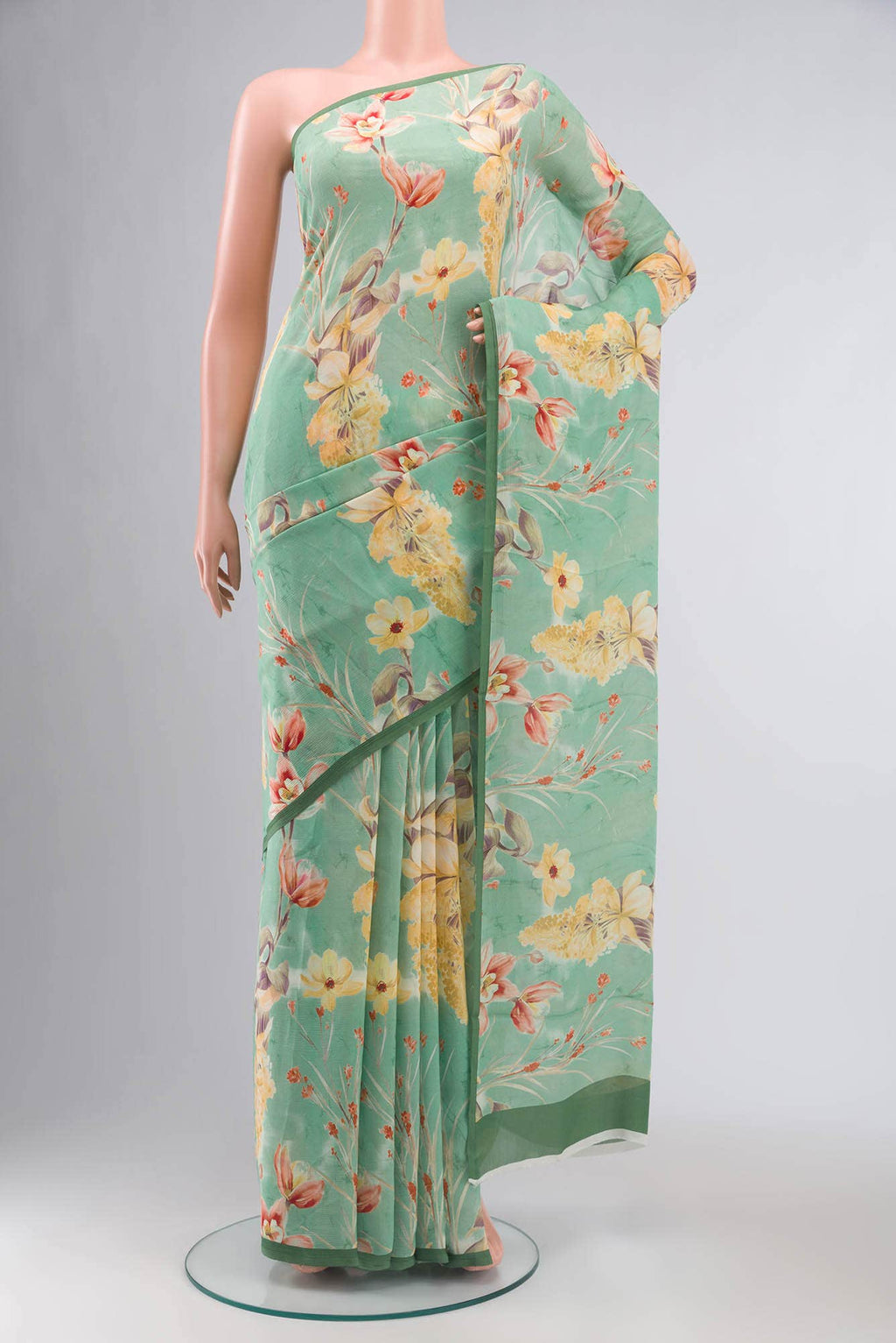 Green Mysore Chiffon Saree