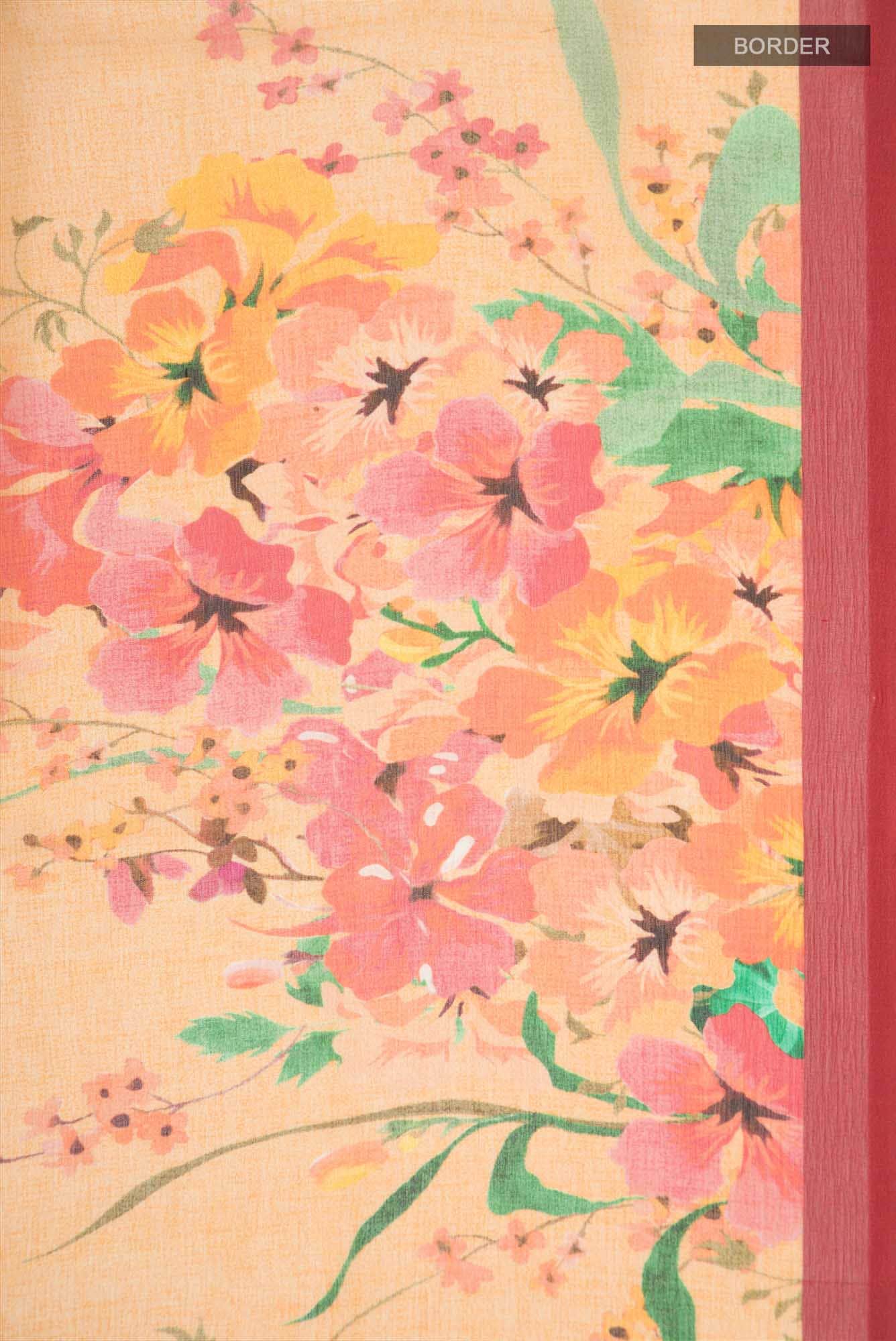 Orange Mysore Chiffon Saree