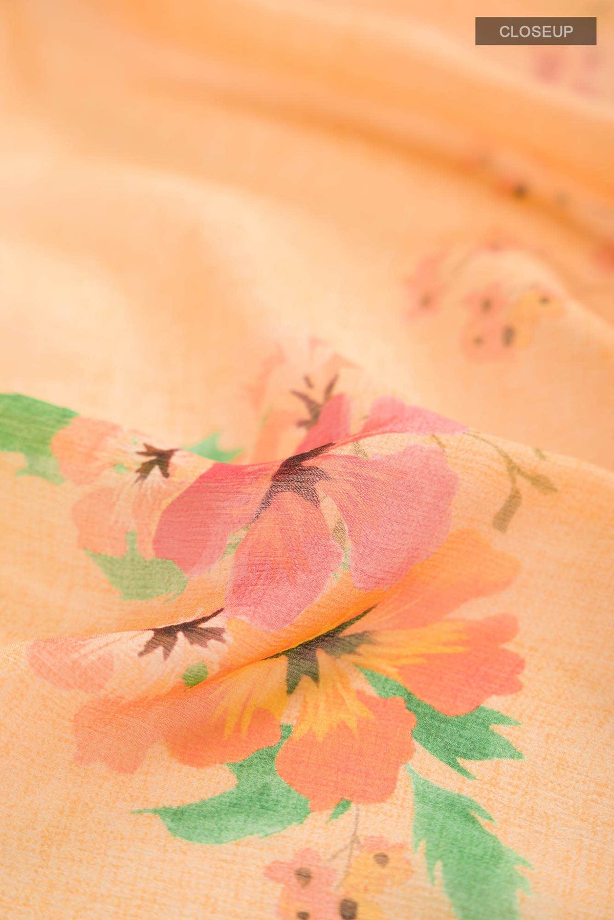 Orange Mysore Chiffon Saree