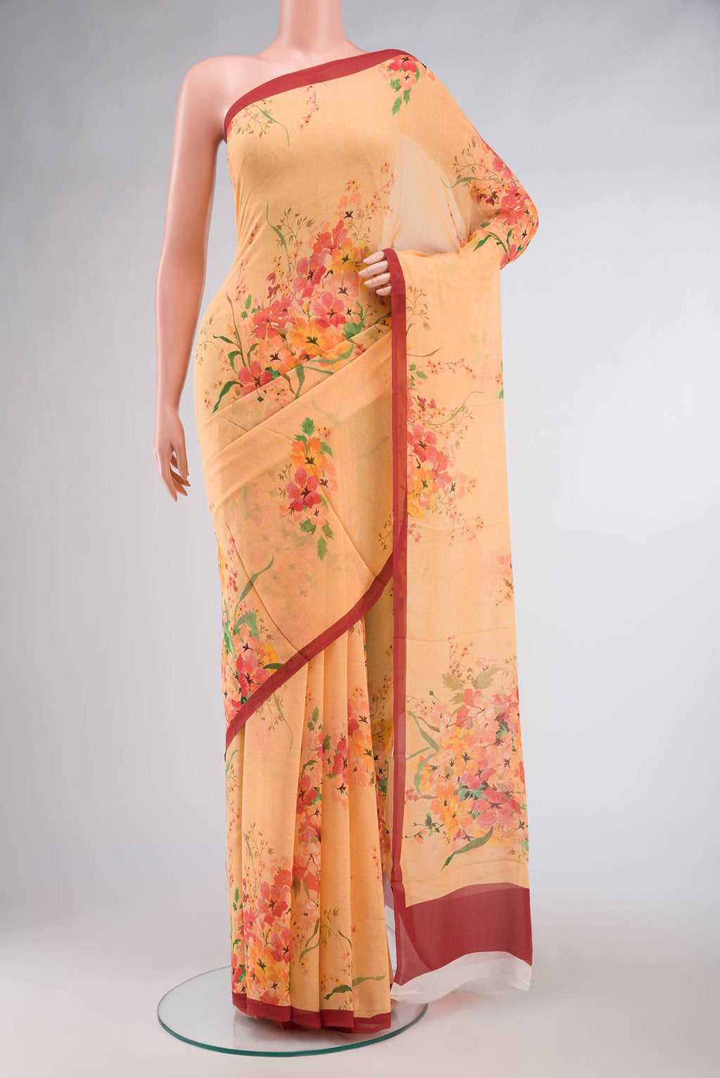 Yellow Mysore Chiffon Saree