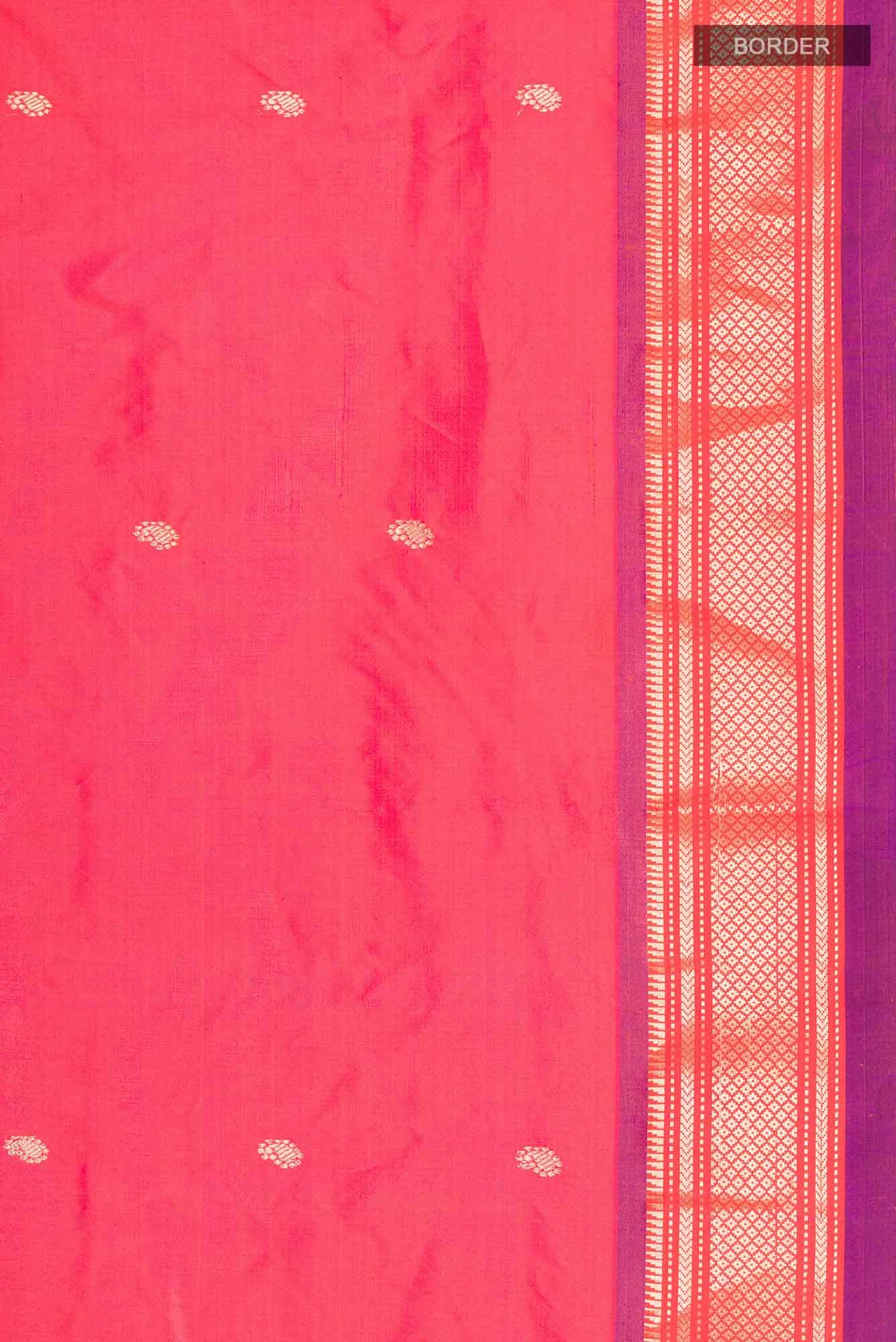 Orange with Pink Dual Tone Paithani Silk Saree