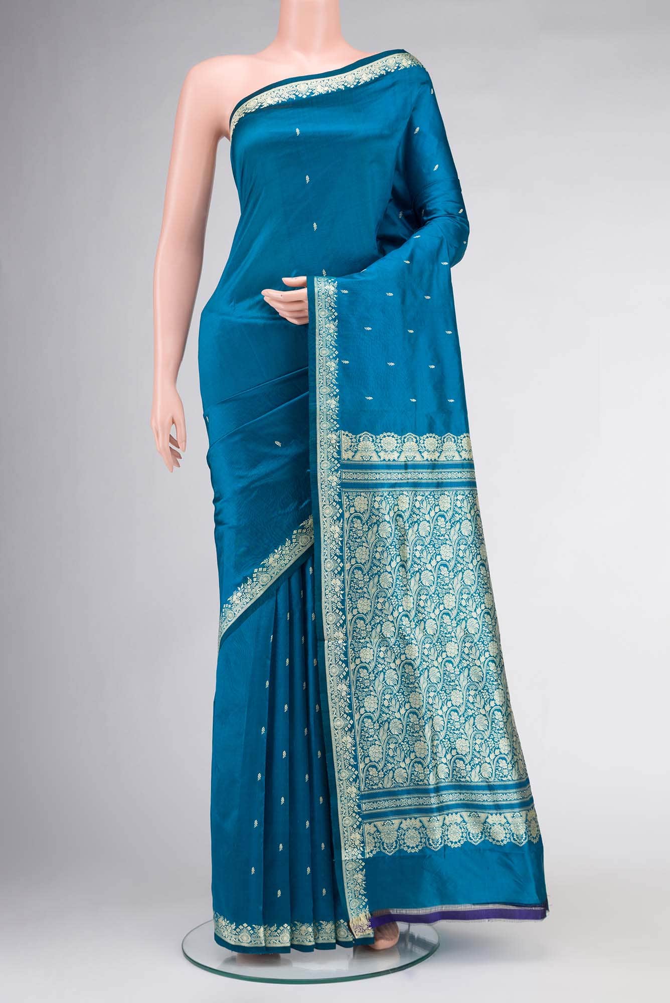 Blue Banarasi Katan Silk Saree