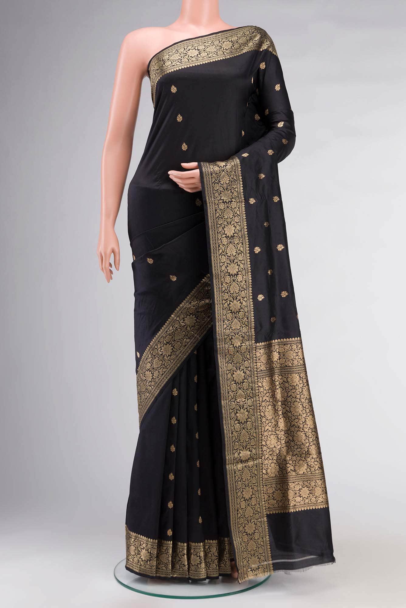 Black Banarasi Katan Silk Saree