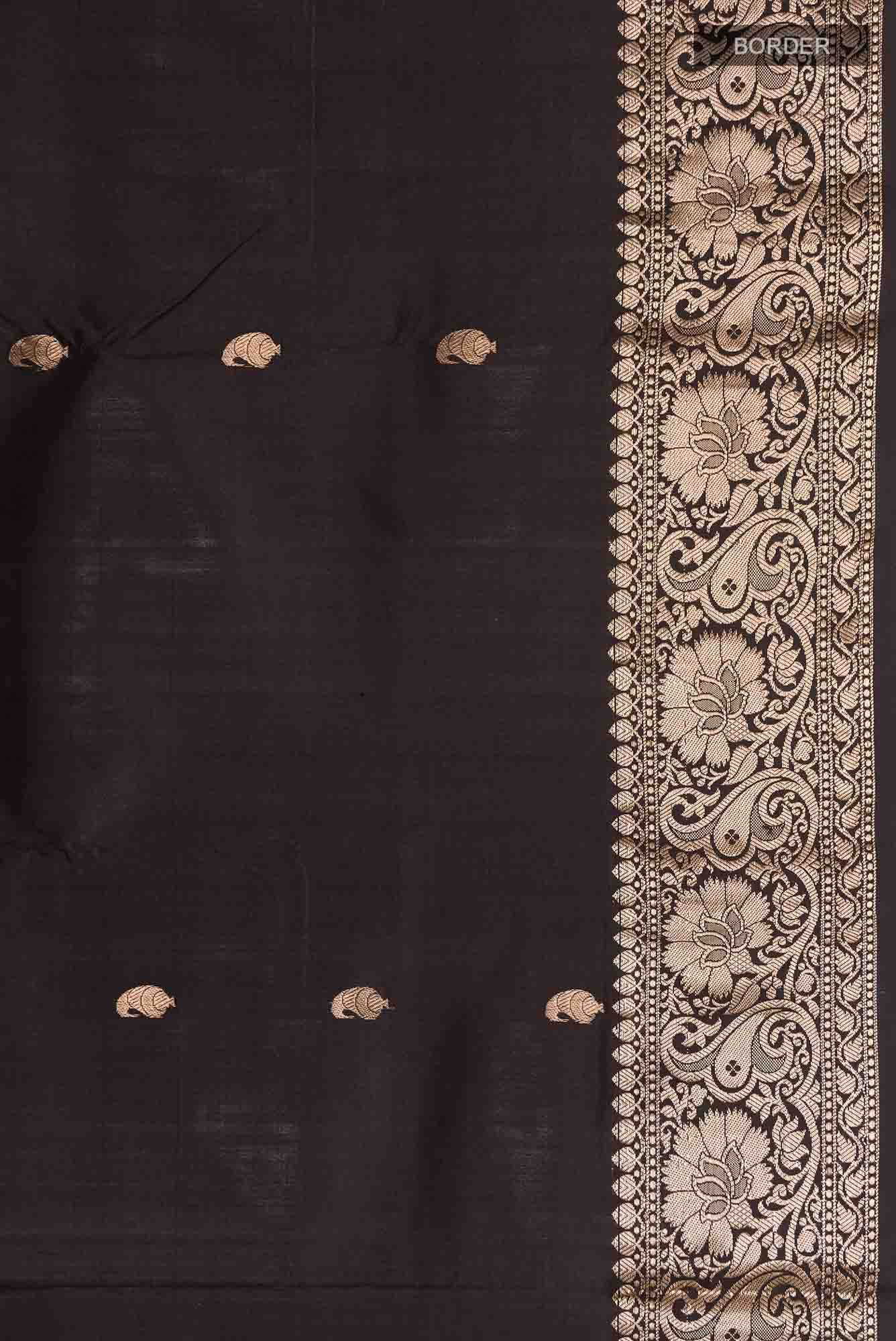Black Banarasi Katan Silk Saree