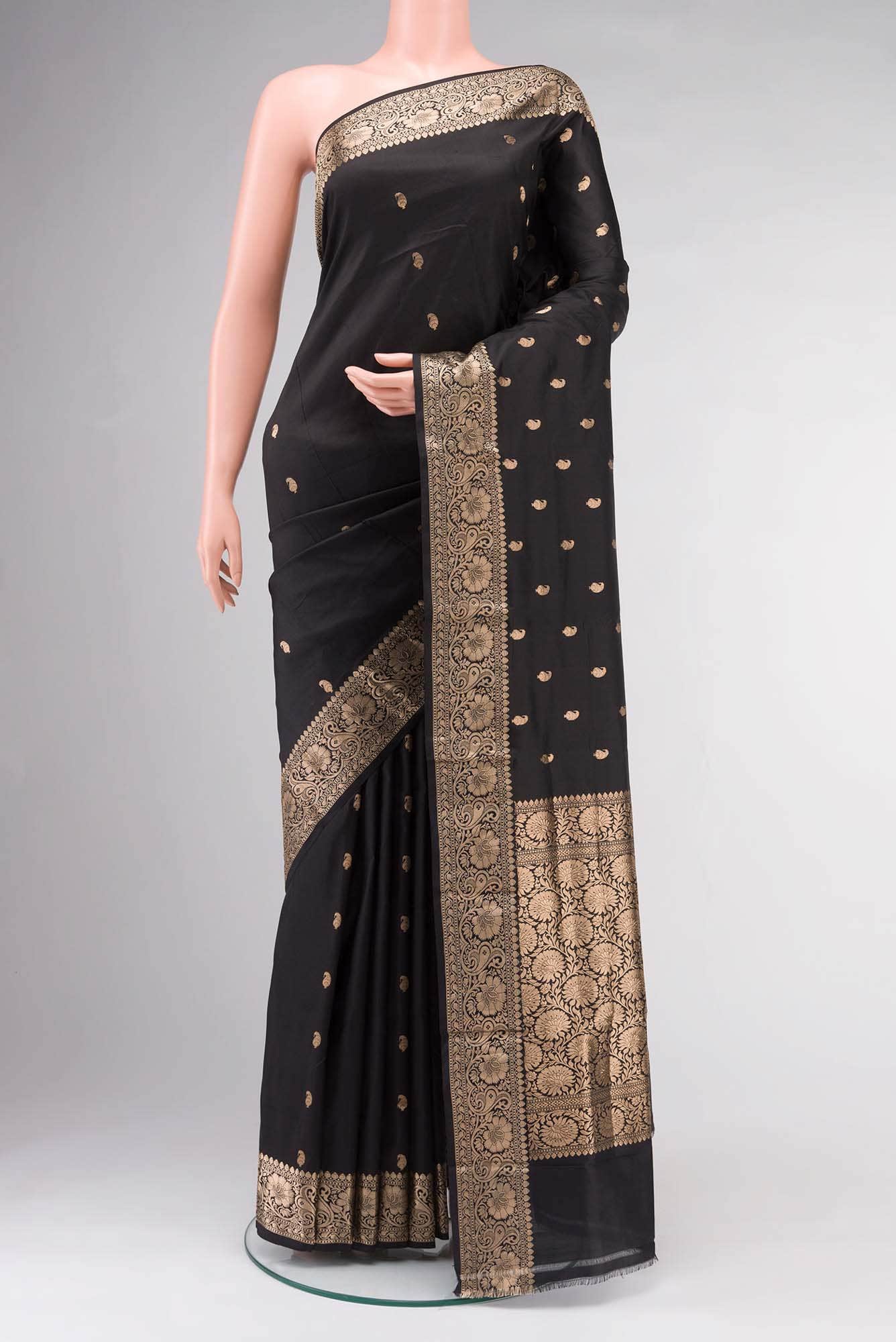 Black Banarasi Katan Silk Saree