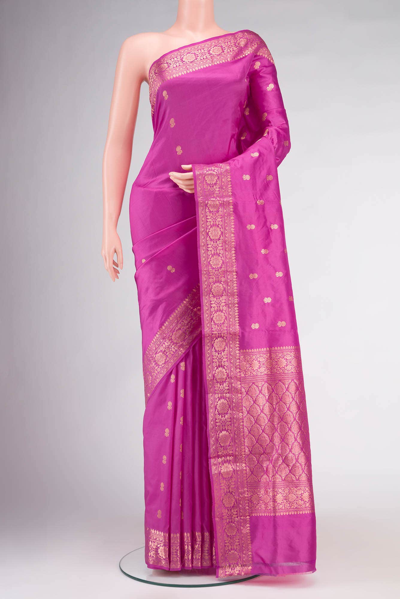 Rose pink Banarasi Katan Silk Saree