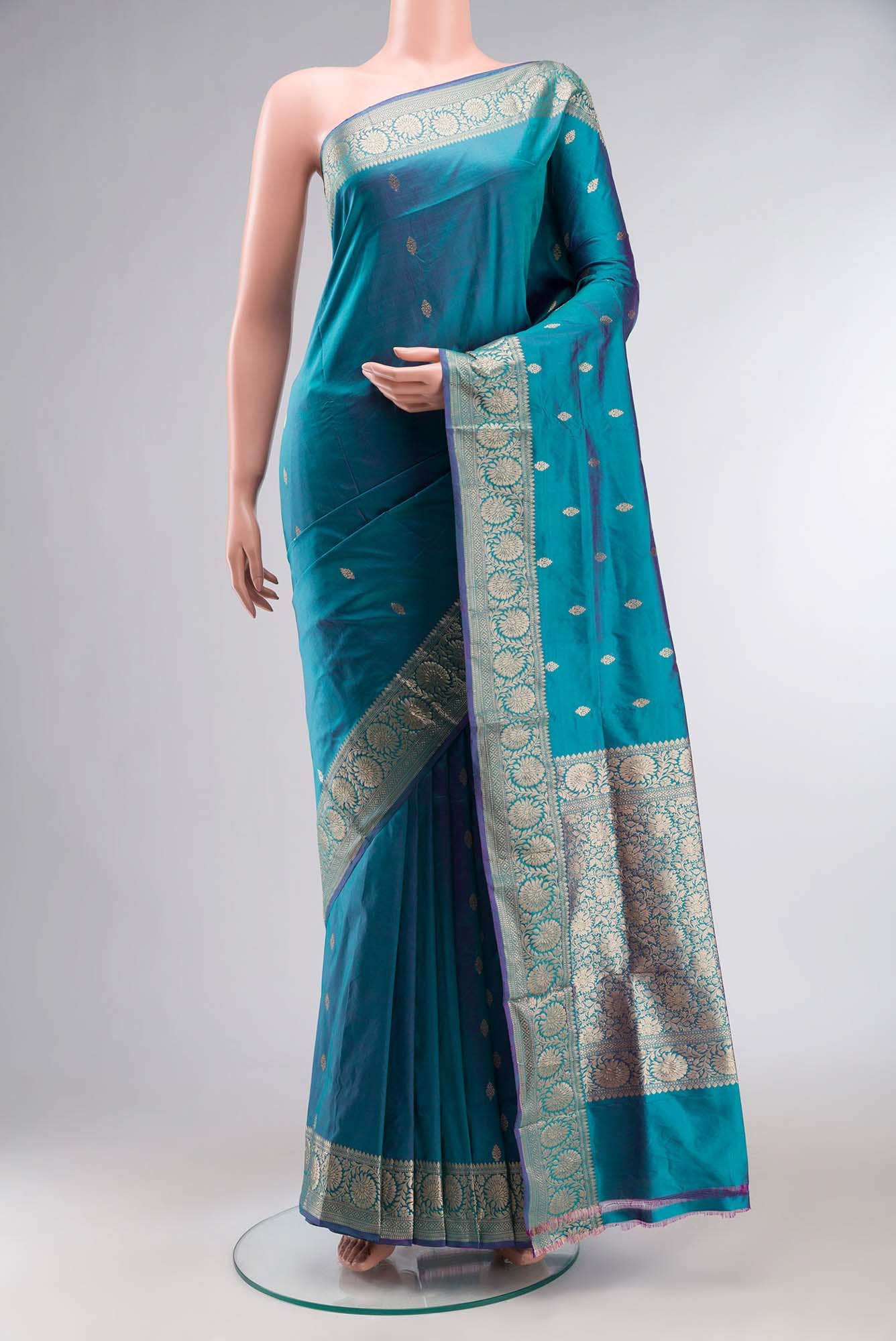 Blue Banarasi Katan Silk Saree