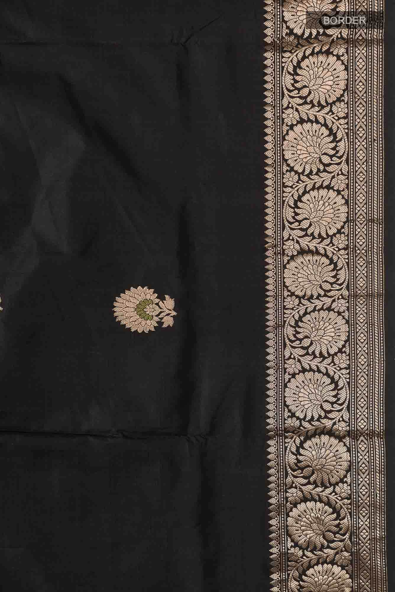 Black Banarasi Katan Silk Saree