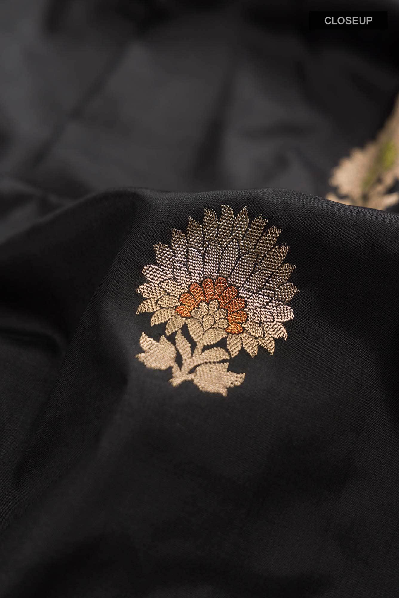 Black Banarasi Katan Silk Saree