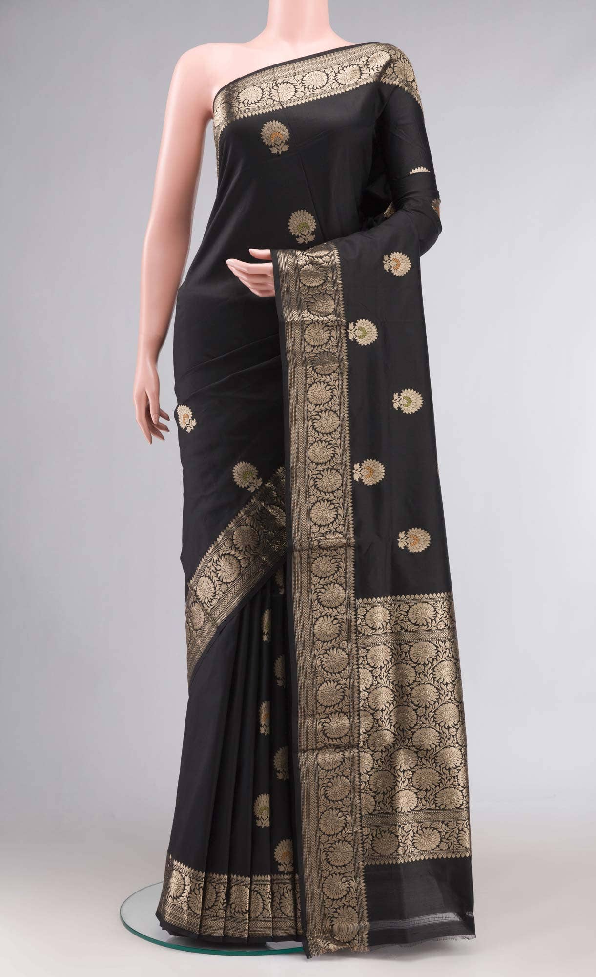 Black Banarasi Katan Silk Saree
