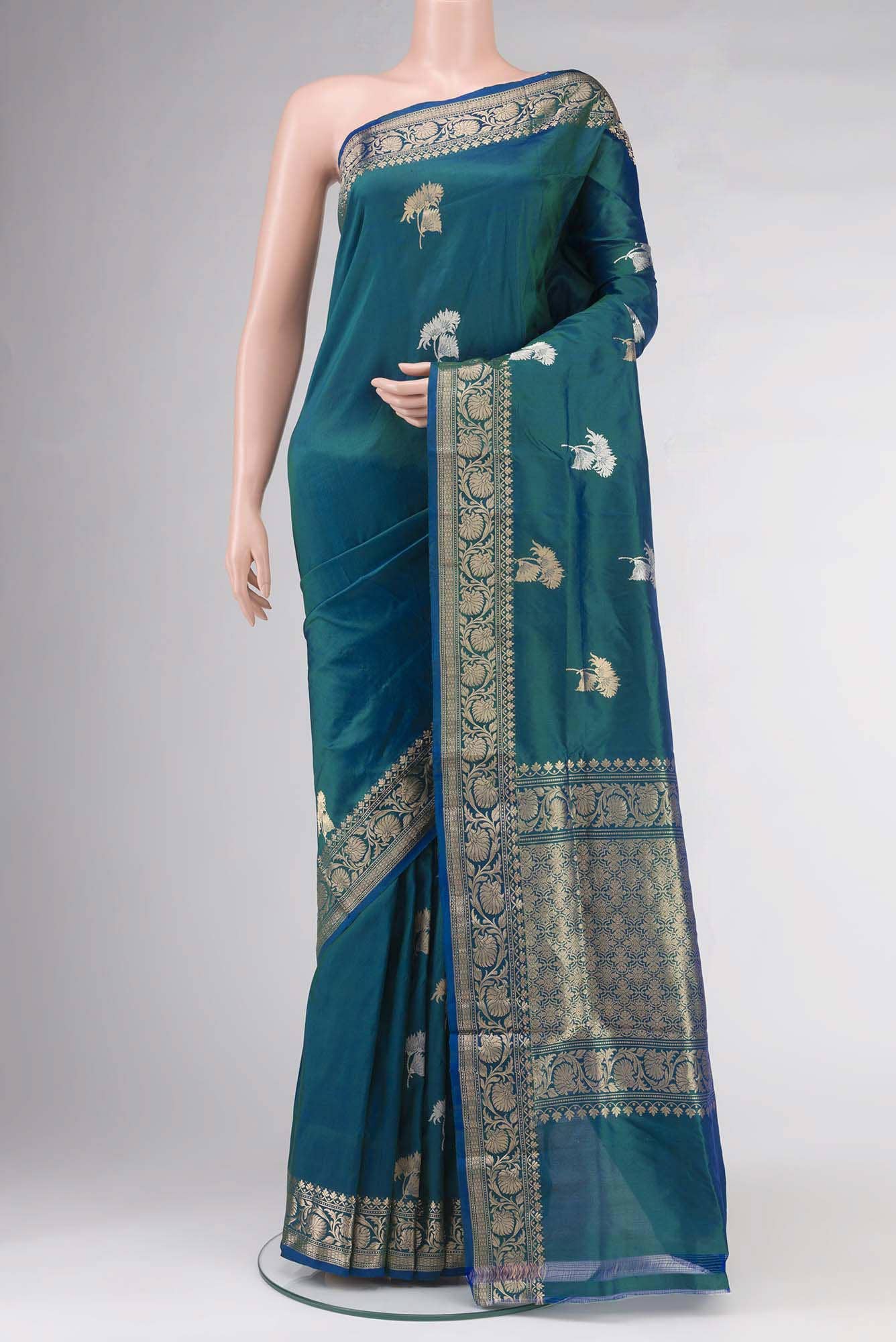 Blue Banarasi Katan Silk Saree