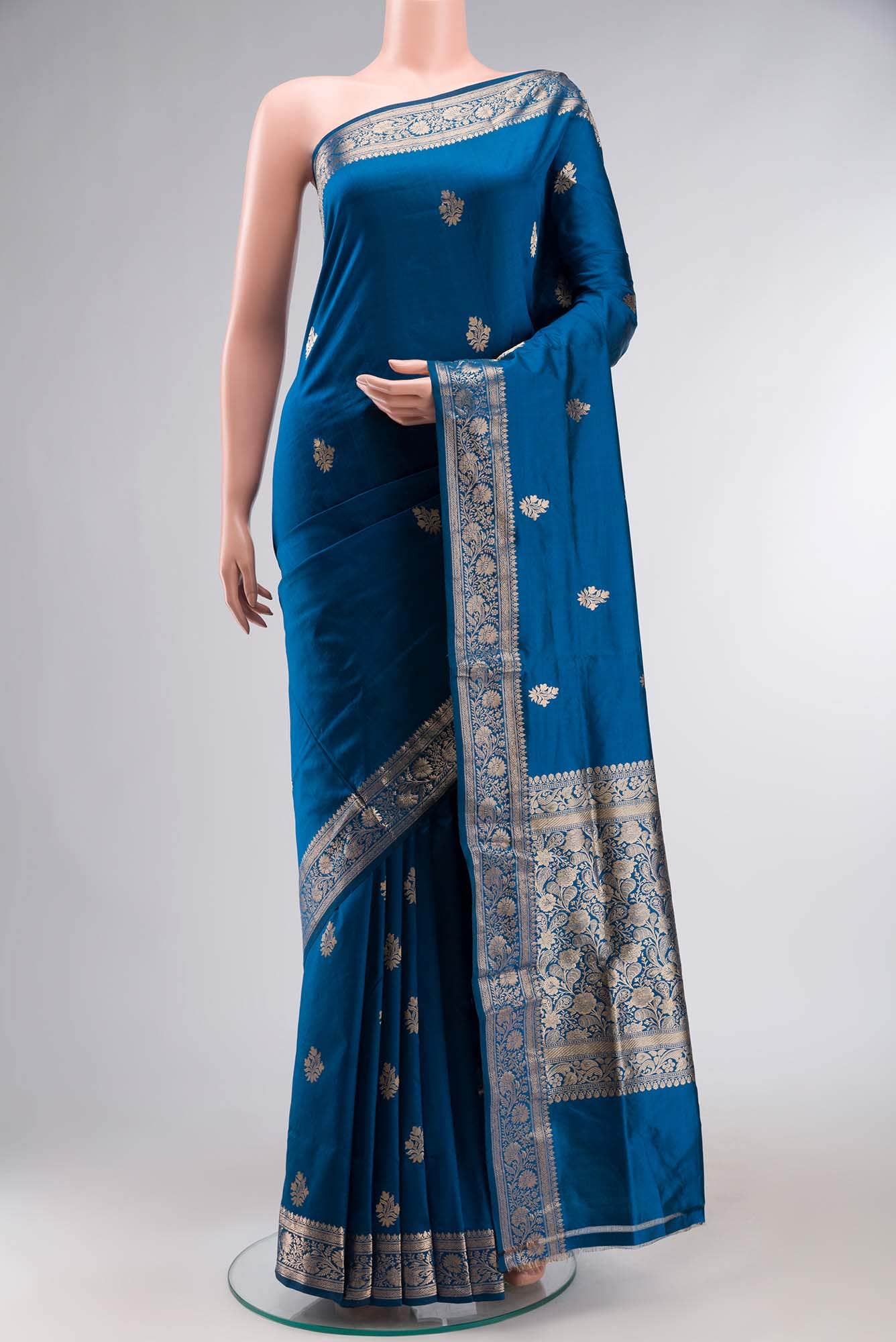 Blue Banarasi Katan Silk Saree