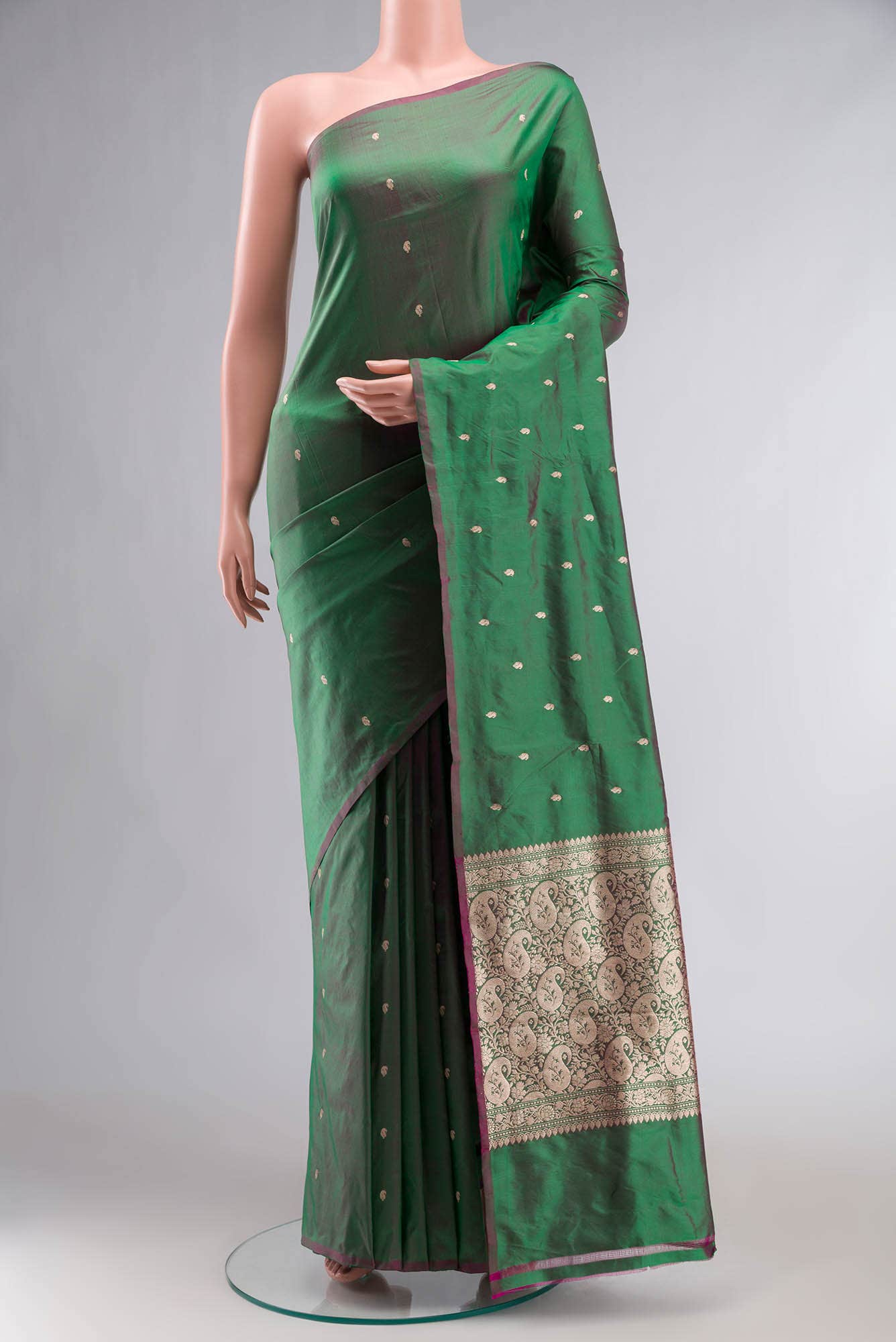 Green Banarasi Katan Silk Saree