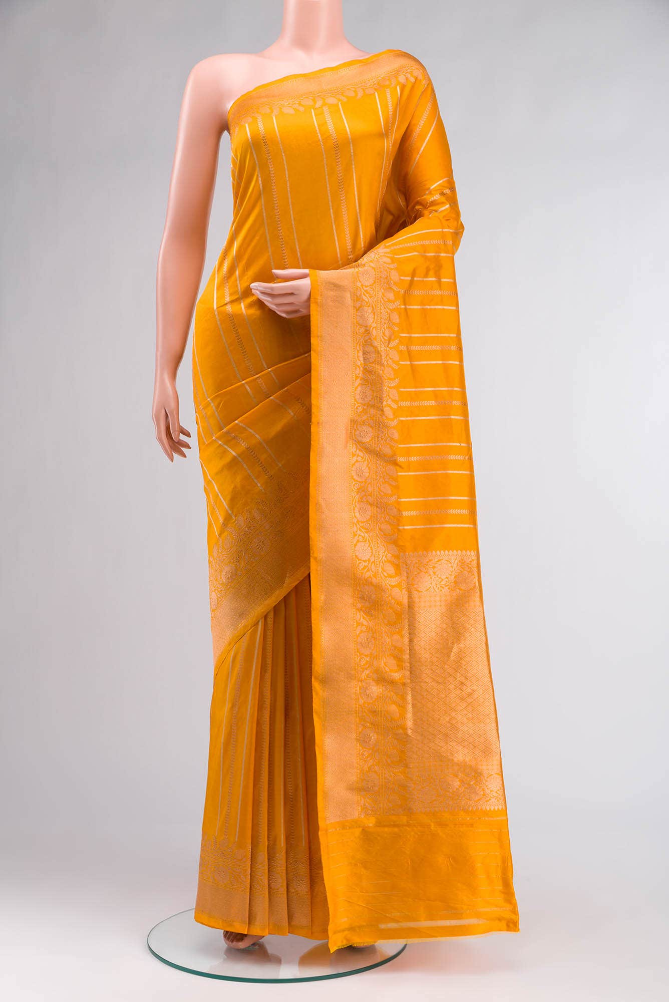 Yellow Banarasi Katan Silk Saree
