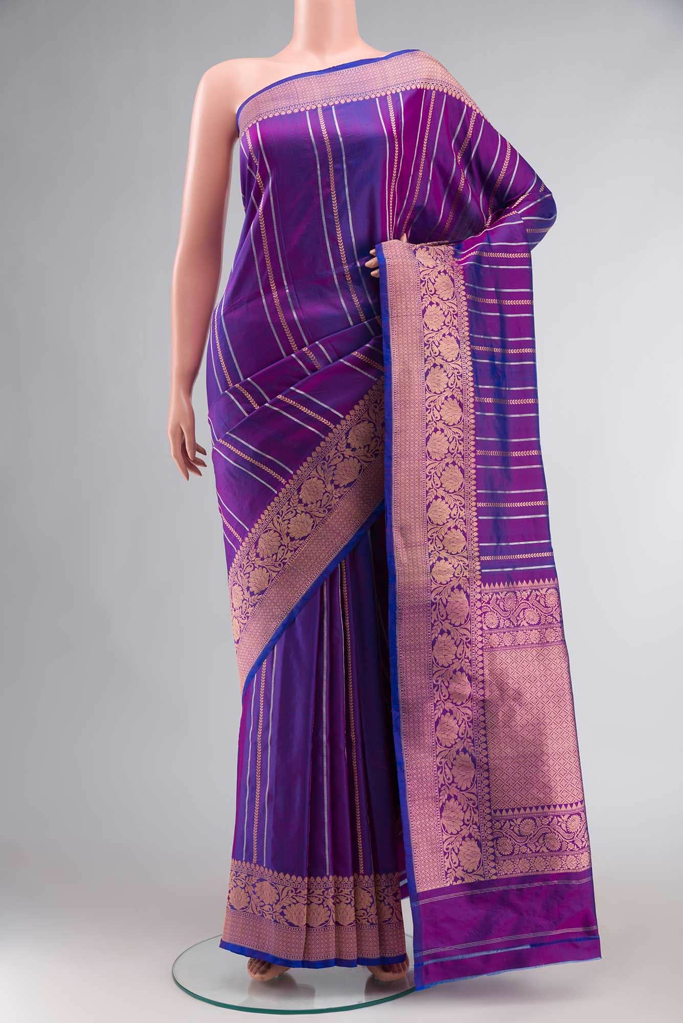 Purple Banarasi Katan Silk Saree