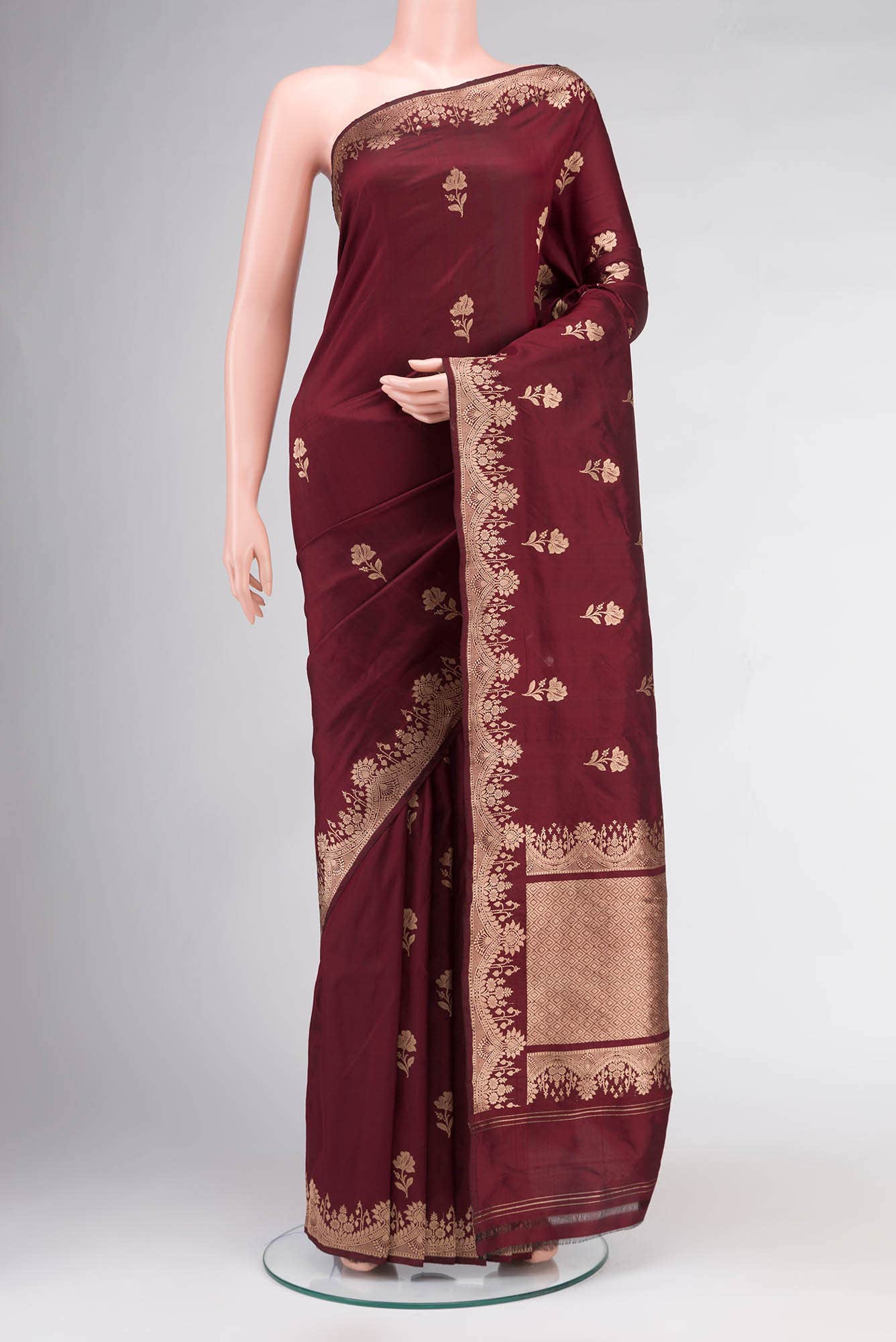 Maroon Banarasi Katan Silk Saree