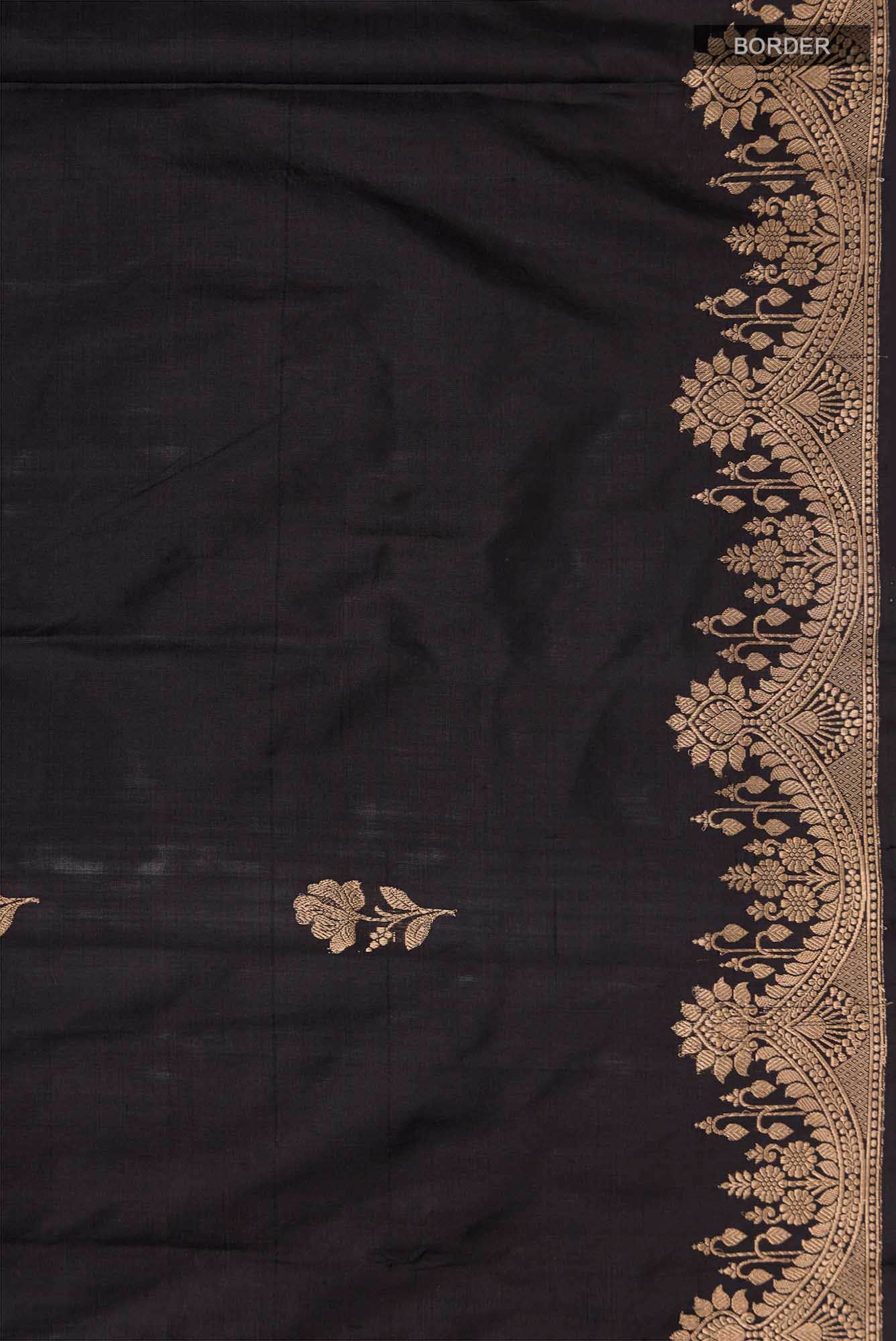 Black Banarasi Katan Silk Saree