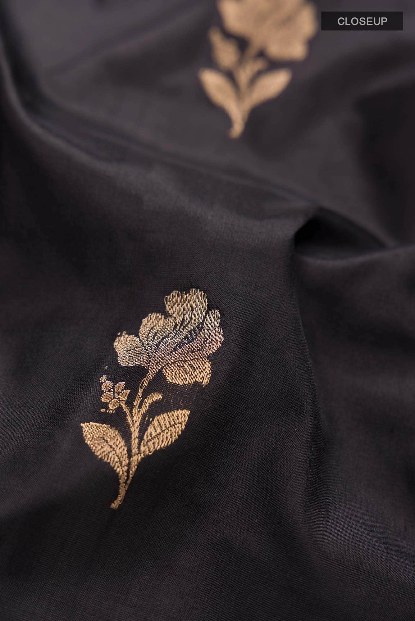 Black Banarasi Katan Silk Saree