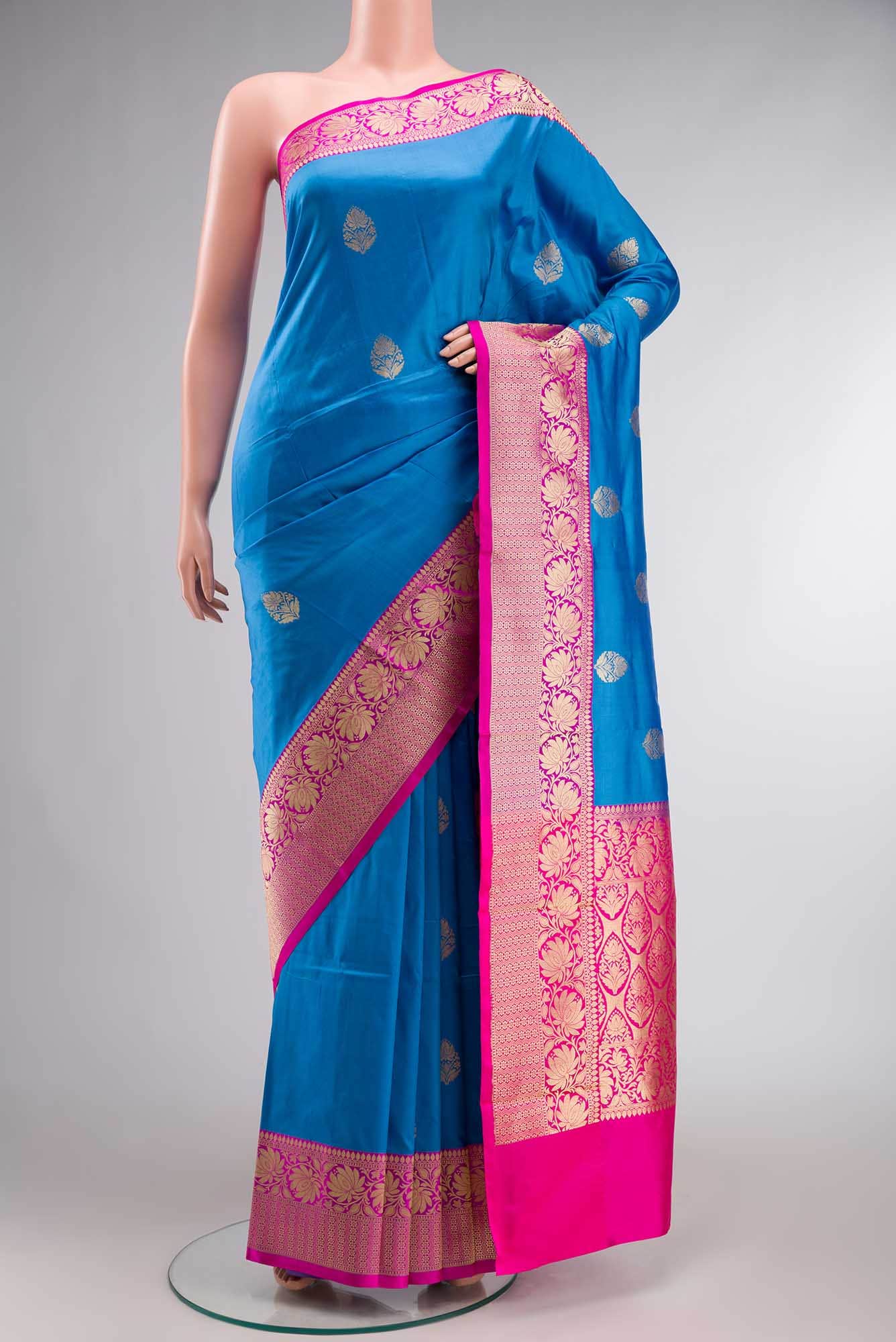 Blue Banarasi Katan Silk Saree