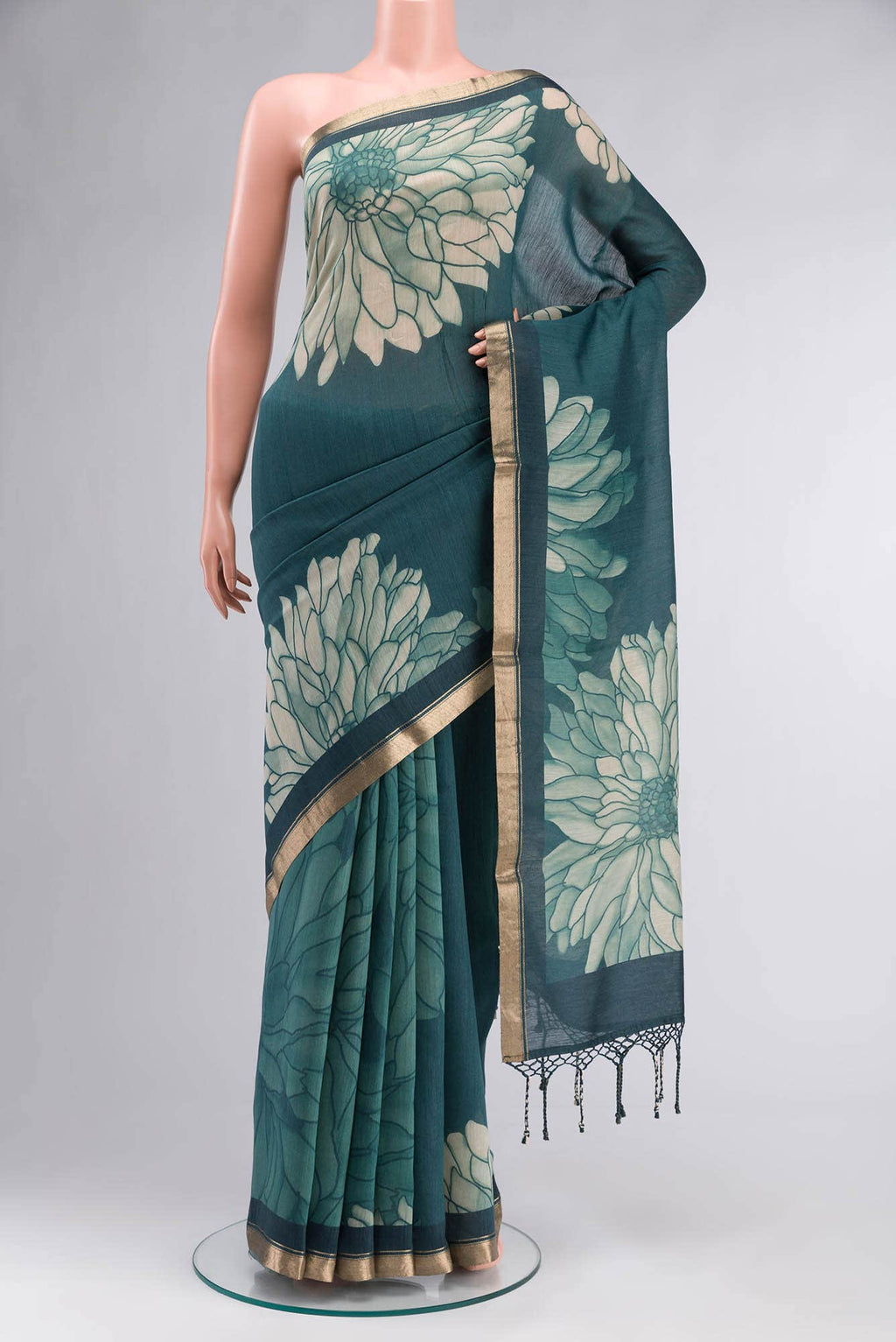 Green Bhagalpuri Tussar Silk Saree