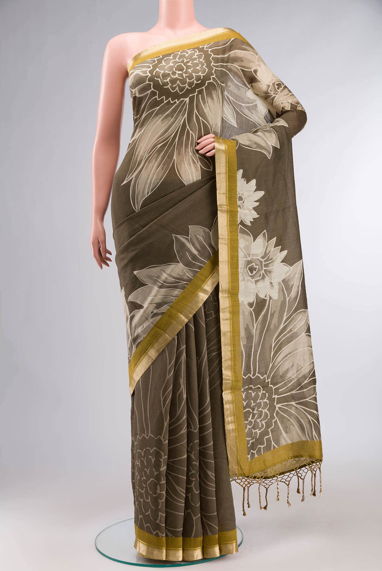 Green Bhagalpuri Tussar Silk Saree