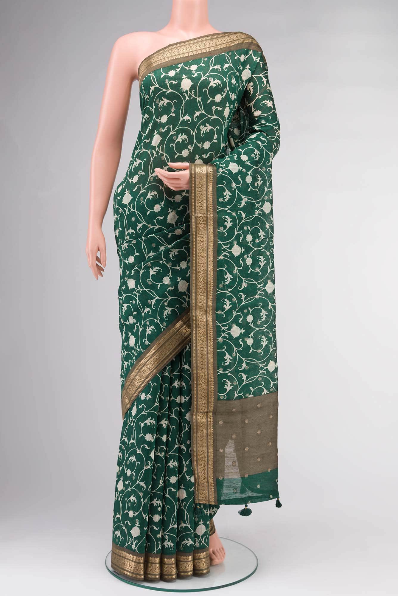 Green Bhagalpuri Tussar Silk Saree