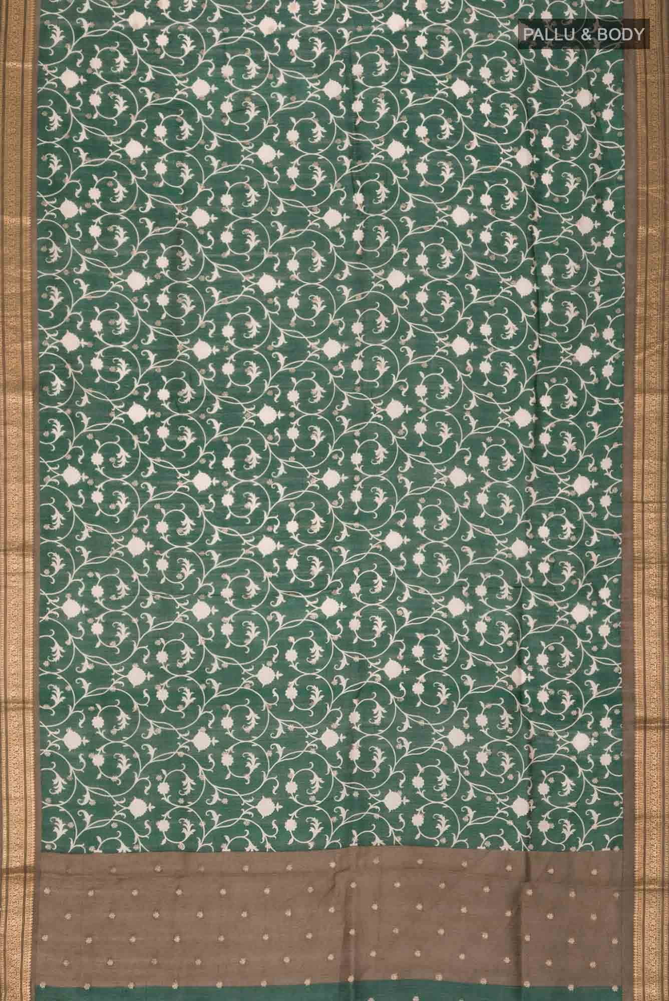 Green Bhagalpuri Tussar Silk Saree