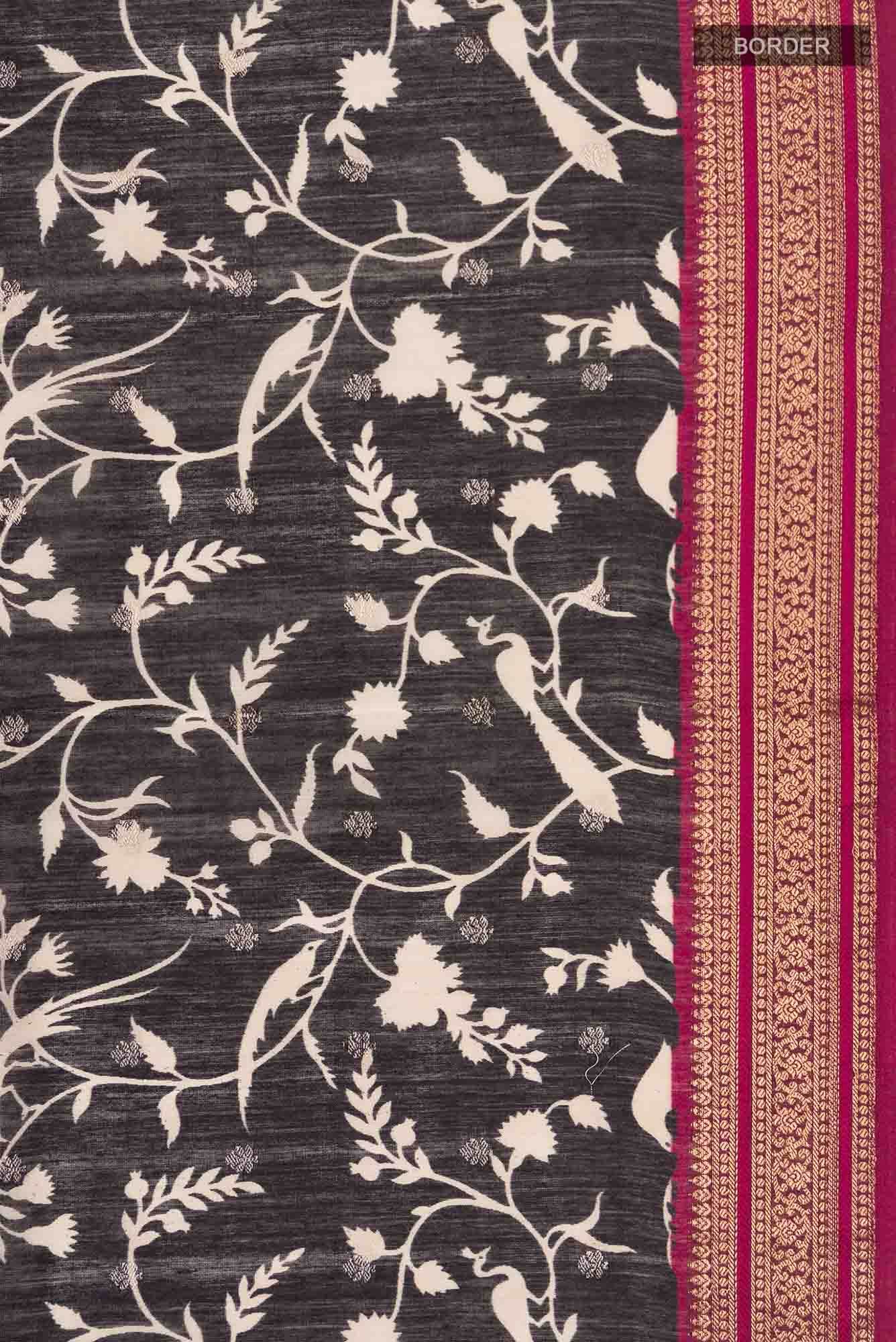 Black Bhagalpuri Tussar Silk Saree