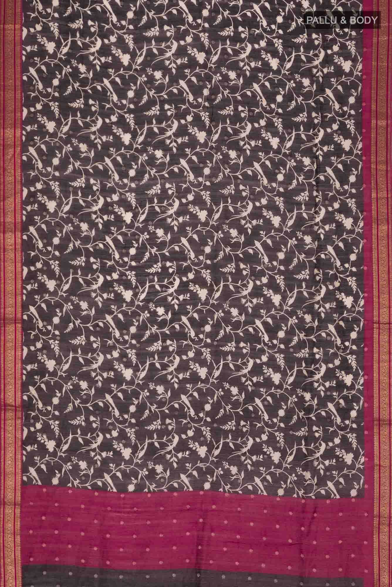 Black Bhagalpuri Tussar Silk Saree