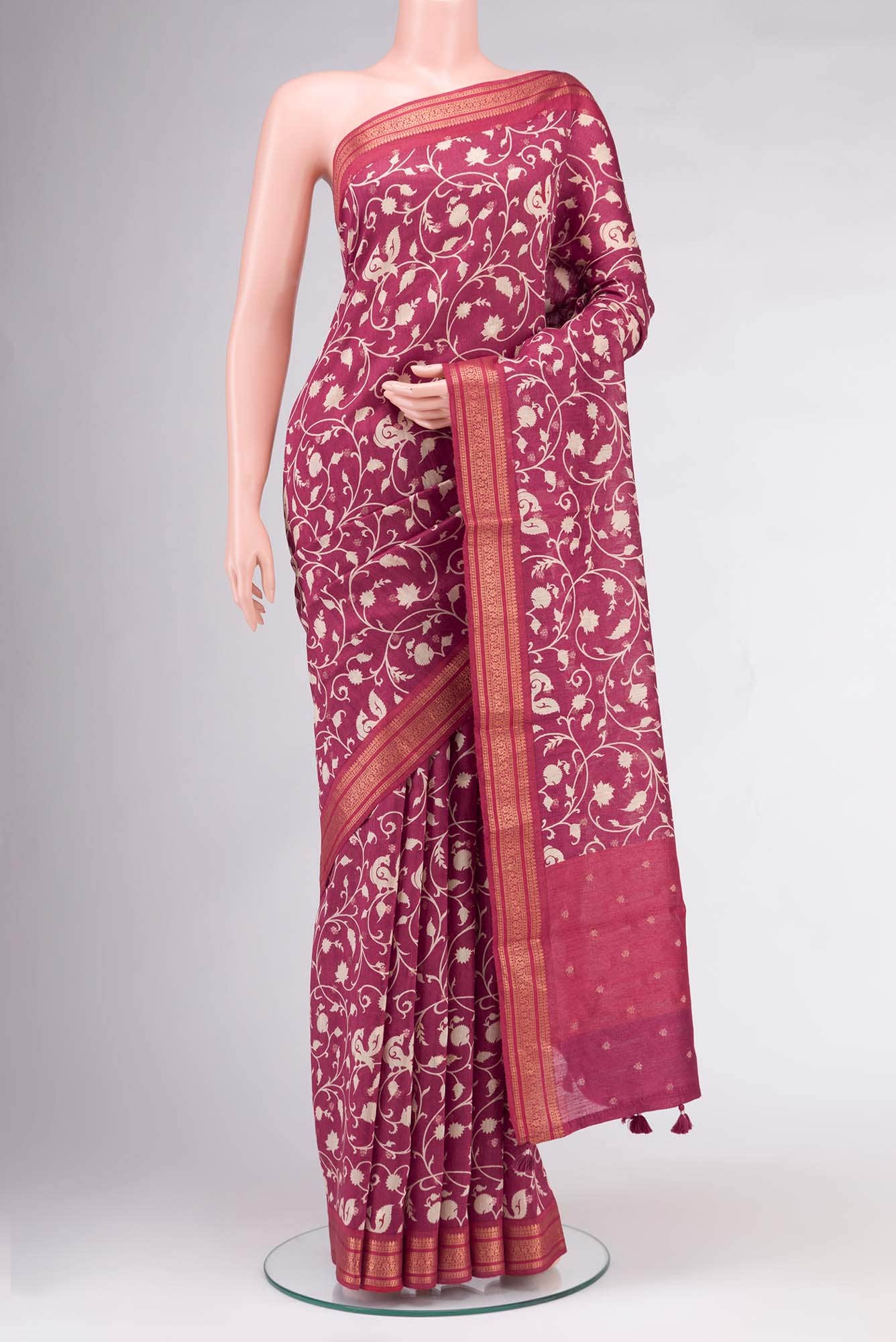 Maroon Bhagalpuri Tussar Silk Saree