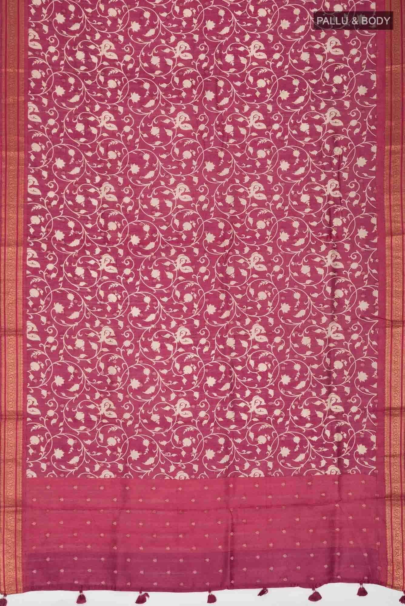 Maroon Bhagalpuri Tussar Silk Saree