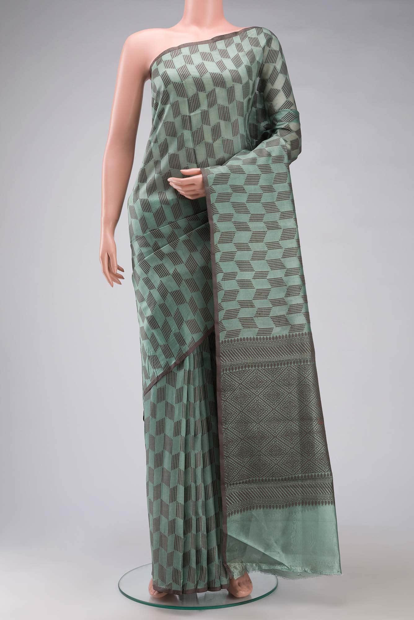 Green Banarasi Tussar Silk Saree