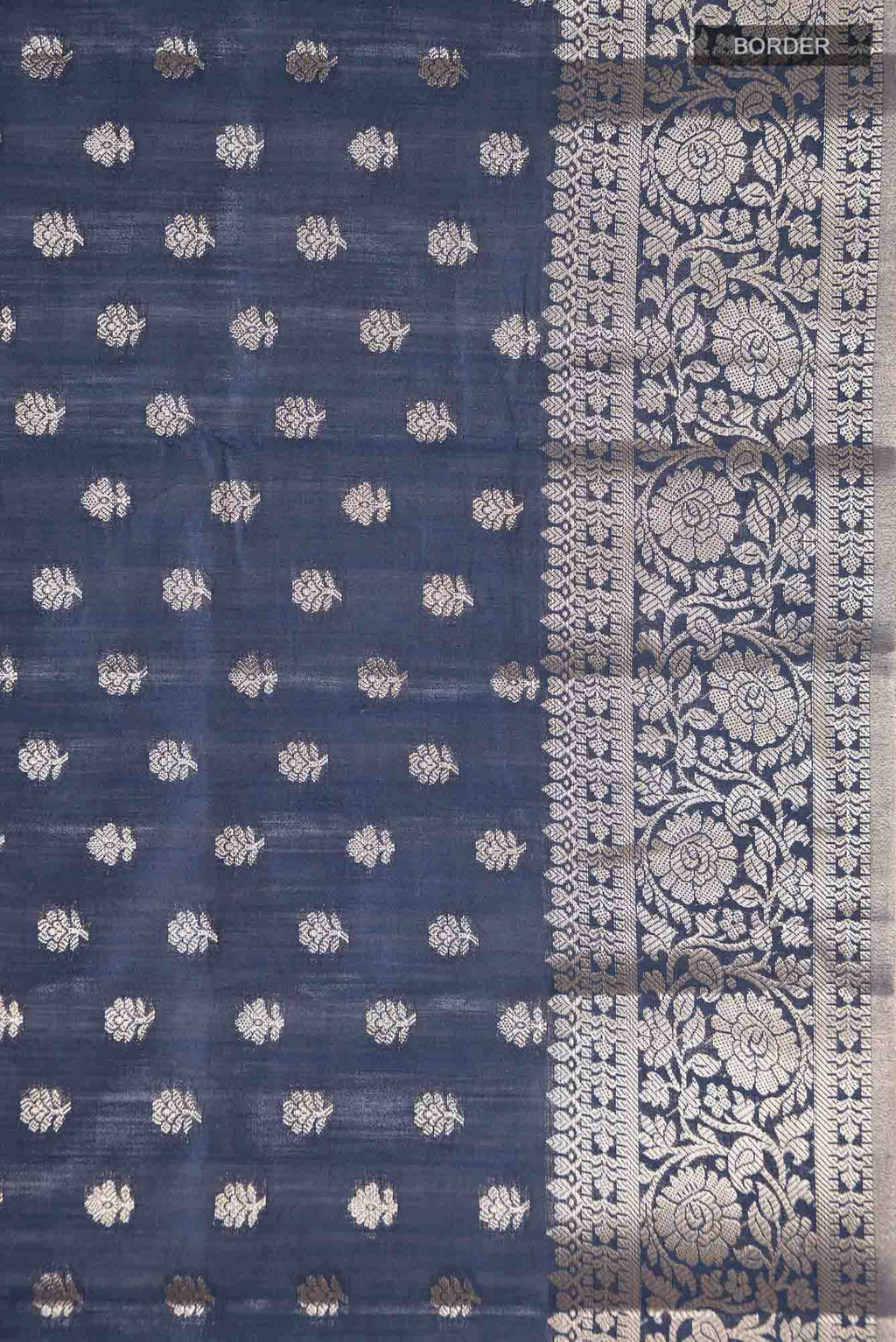 Blue Grey Banarasi Raw Silk Saree