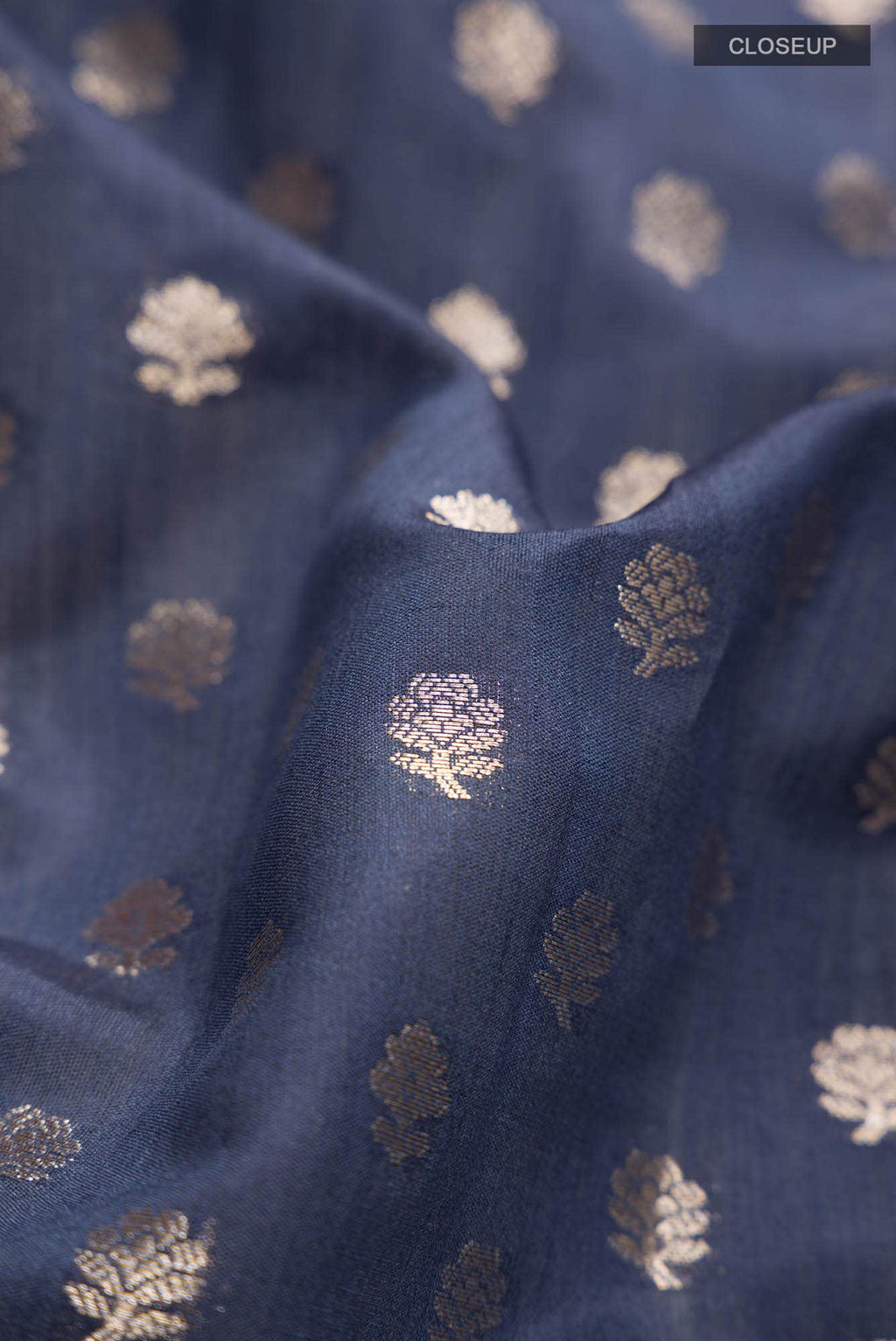 Blue Grey Banarasi Raw Silk Saree