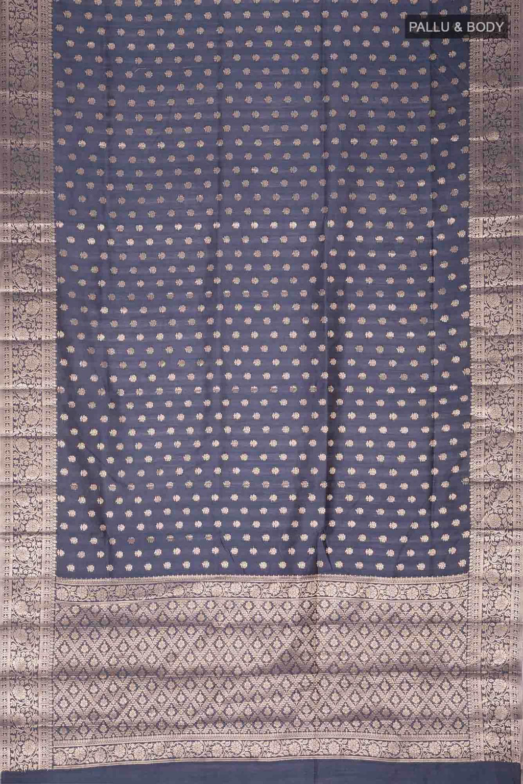 Blue Grey Banarasi Raw Silk Saree