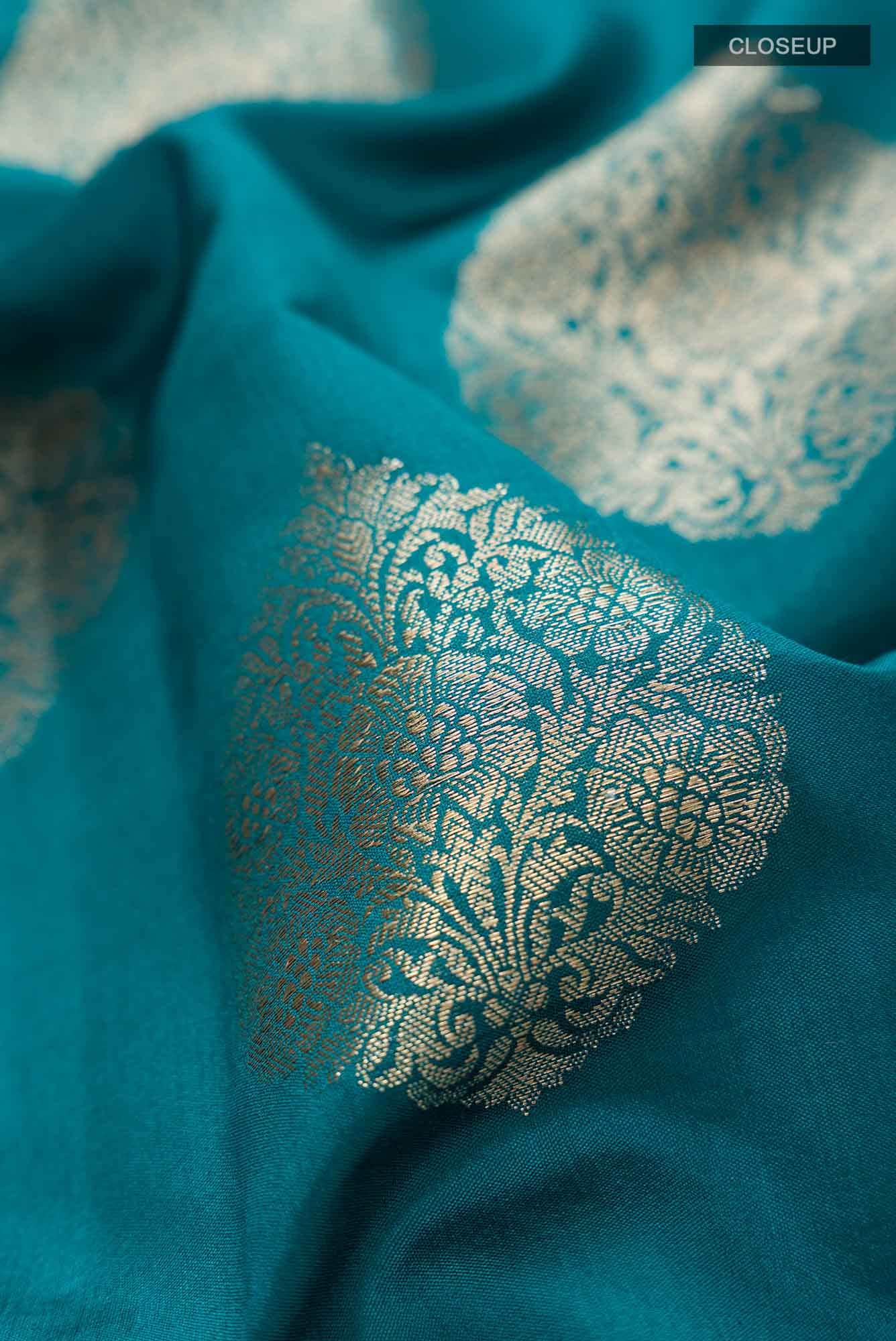 Blue Banarasi Raw Silk Saree