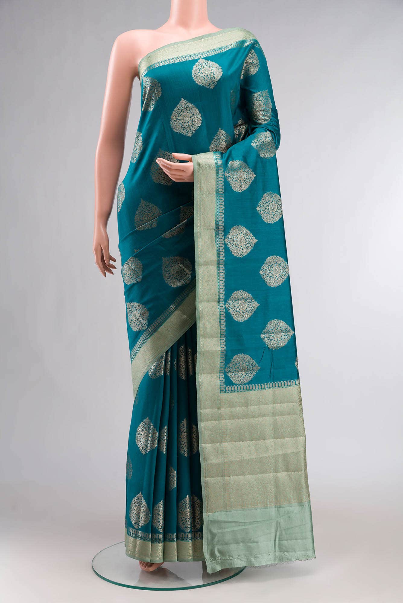 Blue Banarasi Raw Silk Saree