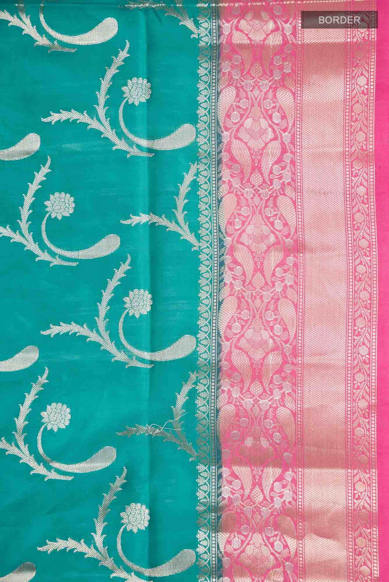 Green Banarasi Raw Silk Saree