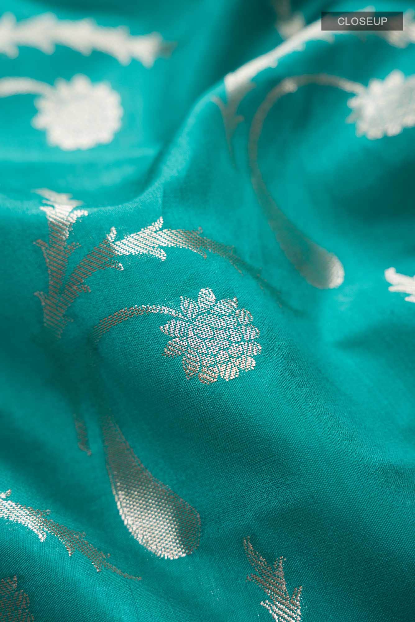 Green Banarasi Raw Silk Saree