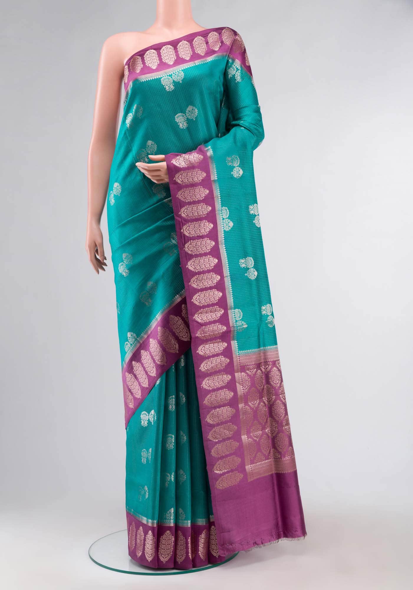 Blue Banarasi Raw Silk Saree