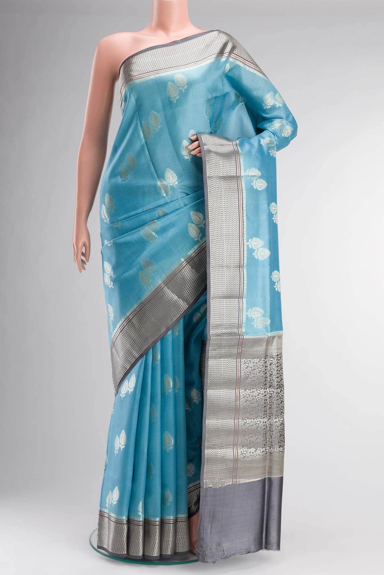 Blue Banarasi Raw Silk Saree