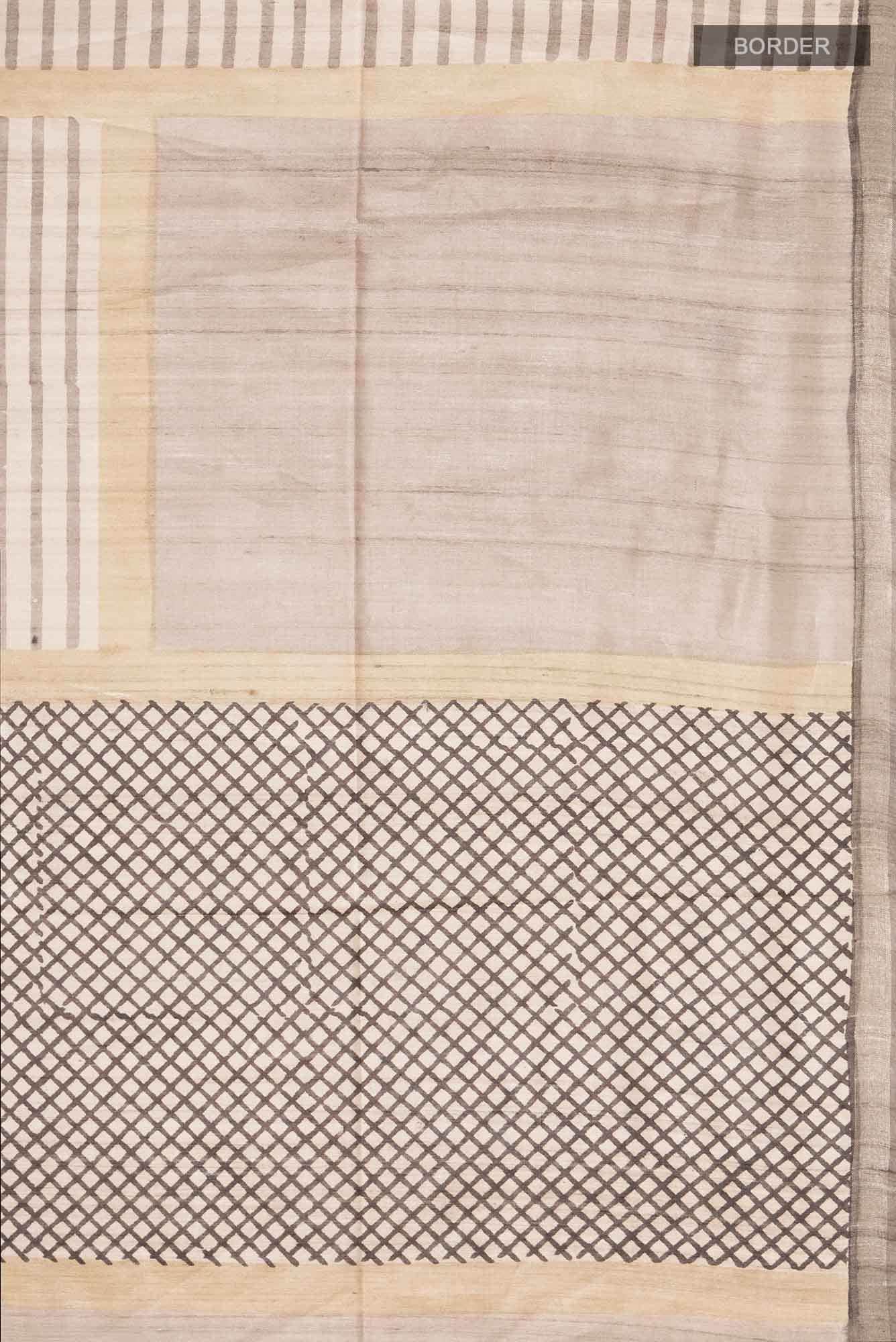 Beige Bhagalpuri Tussar Silk Saree