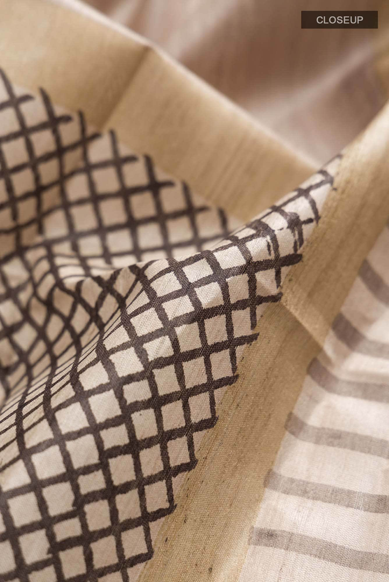 Beige Bhagalpuri Tussar Silk Saree